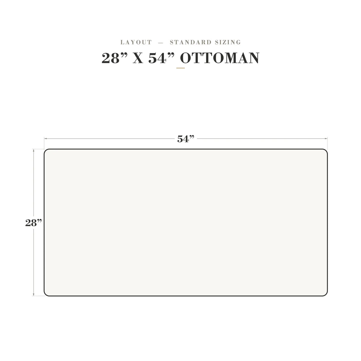 Long Ottoman - Mini Minky Chocolate - dimensions (top view) #Storage_No Storage