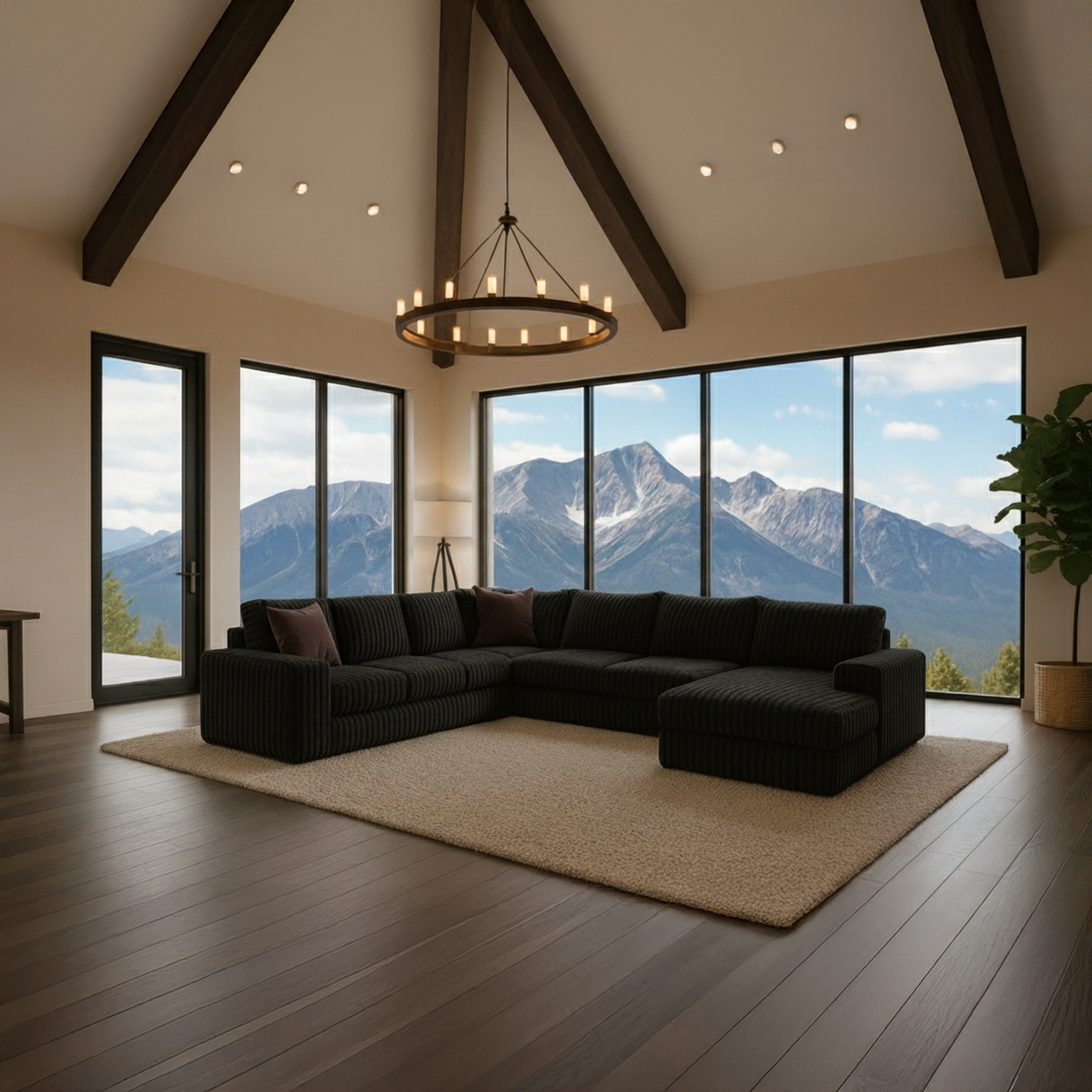 Brown oversized sectional that fills up a room to show the U-shaped and oversized sectionals collection.