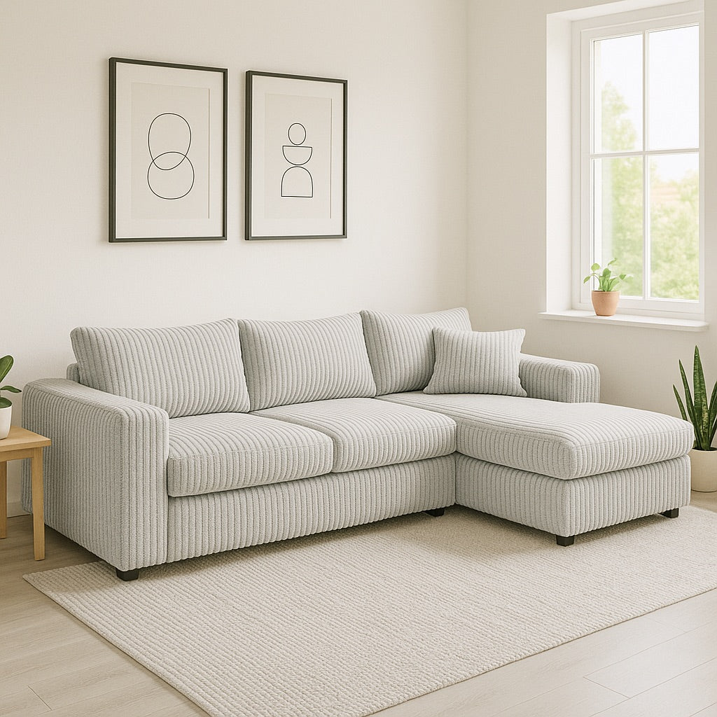Minky White Two-Piece Chaise Sectional