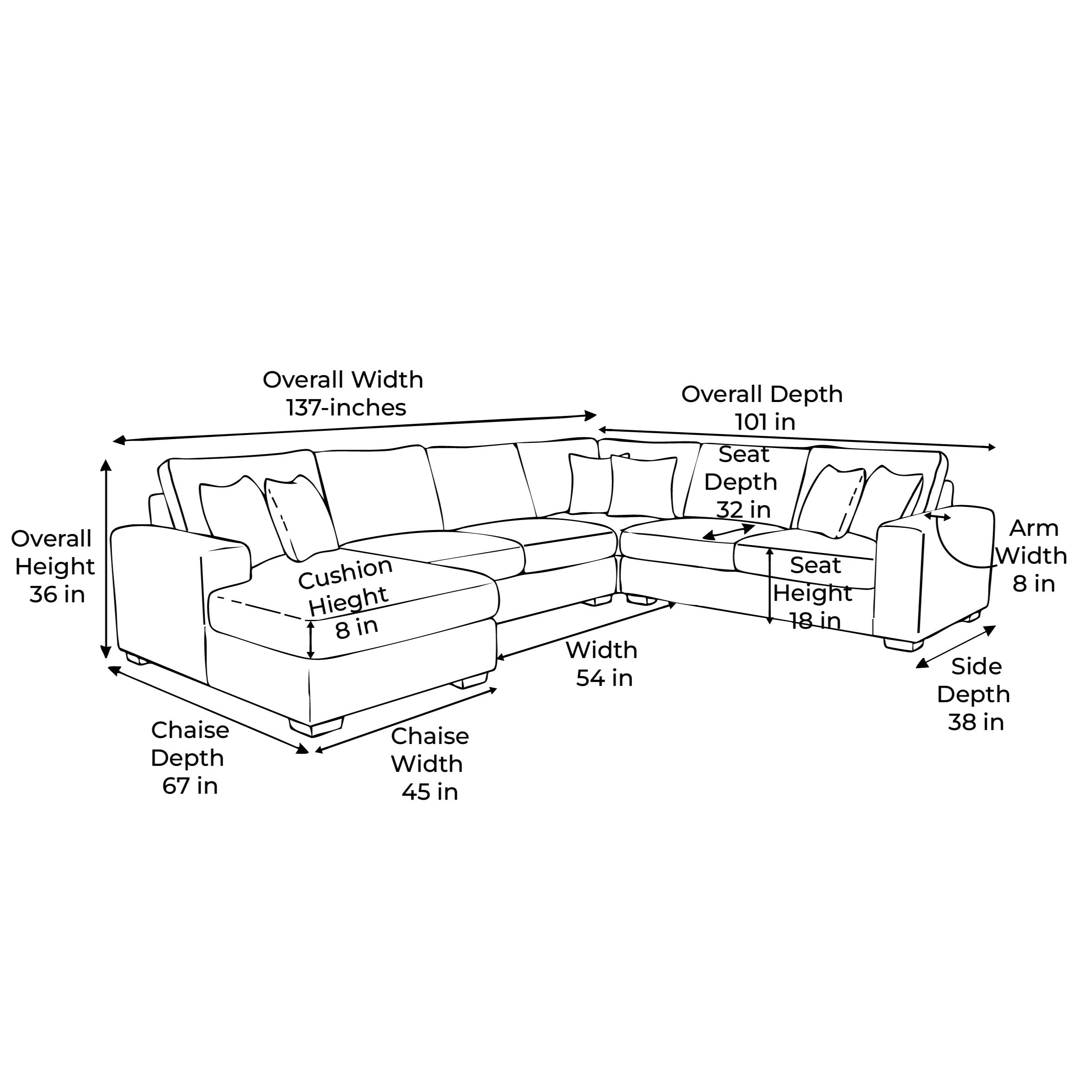 Charcoal Cuddle Three-Piece Chaise Sectional