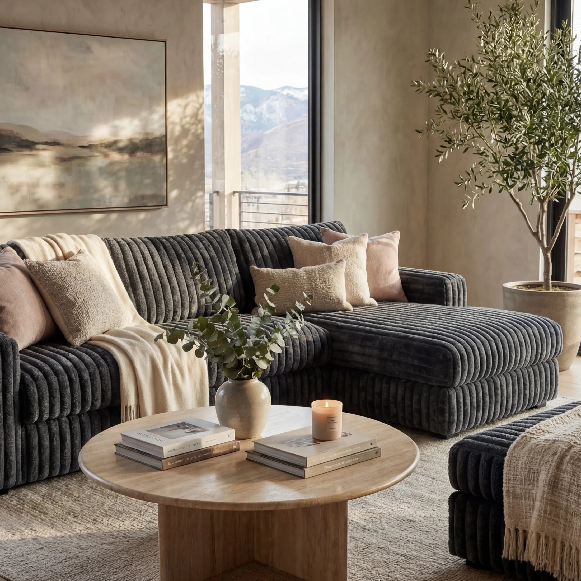Big Wig Charcoal Two-Piece Chaise Sectional