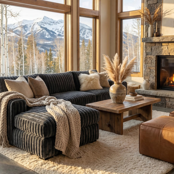 Big Wig Charcoal two-piece chaise sectional staged in a styled living room (view 2)