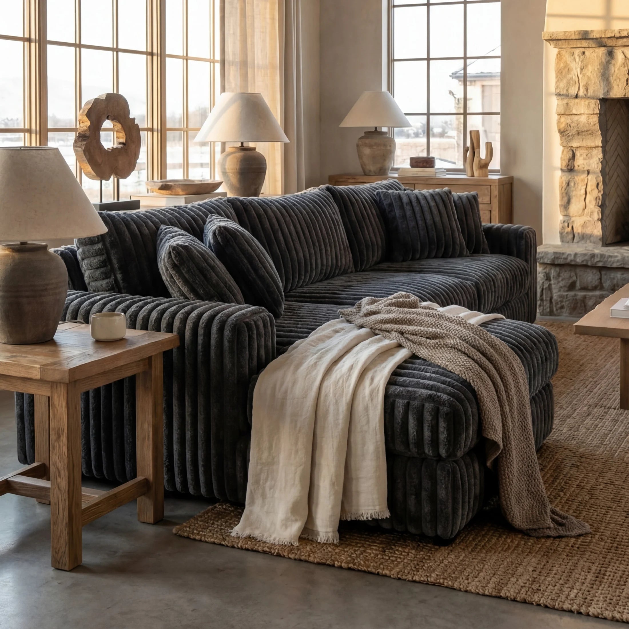 Big Wig Charcoal Two-Piece Chaise Sectional