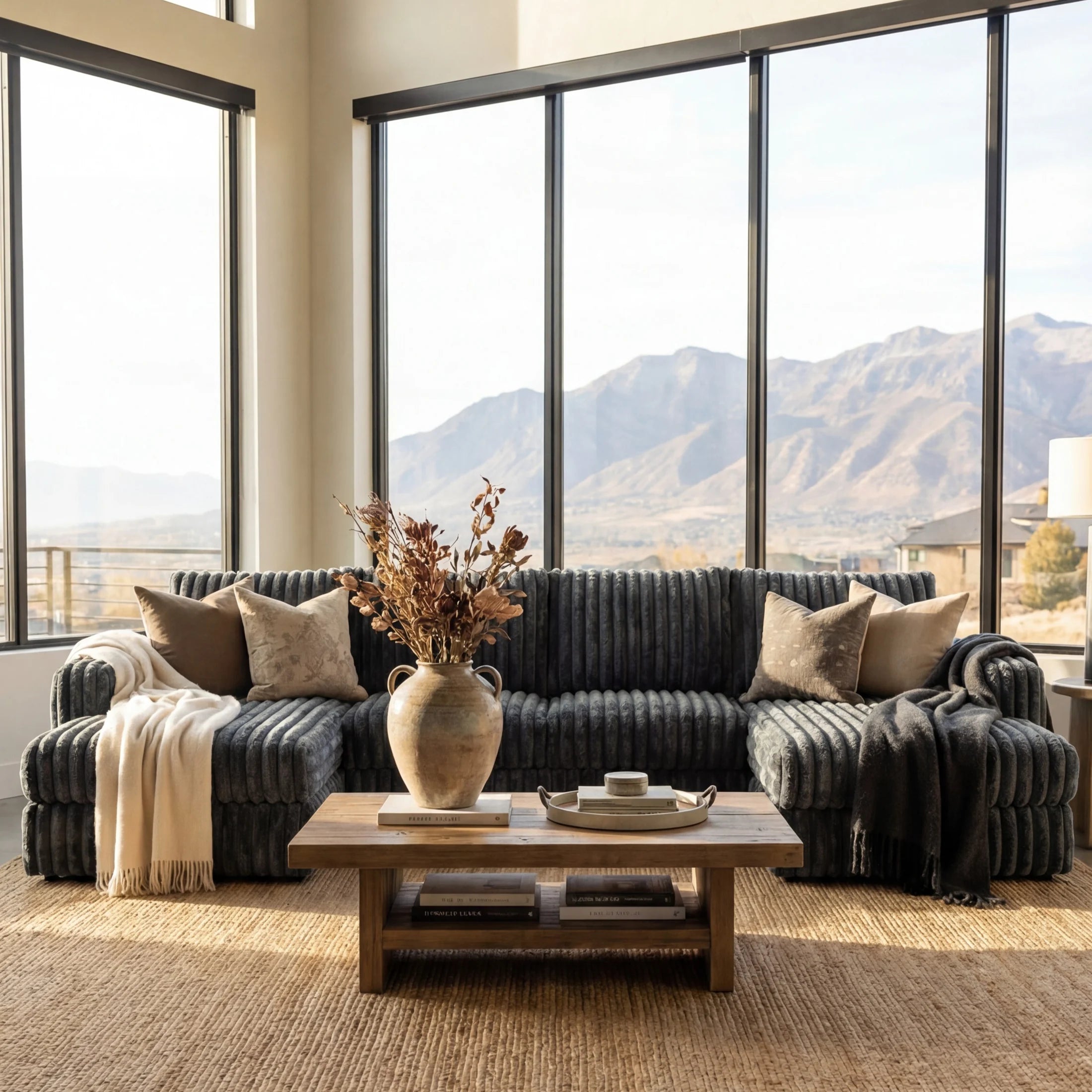 Big Wig Charcoal Three-Piece Double Chaise Sectional