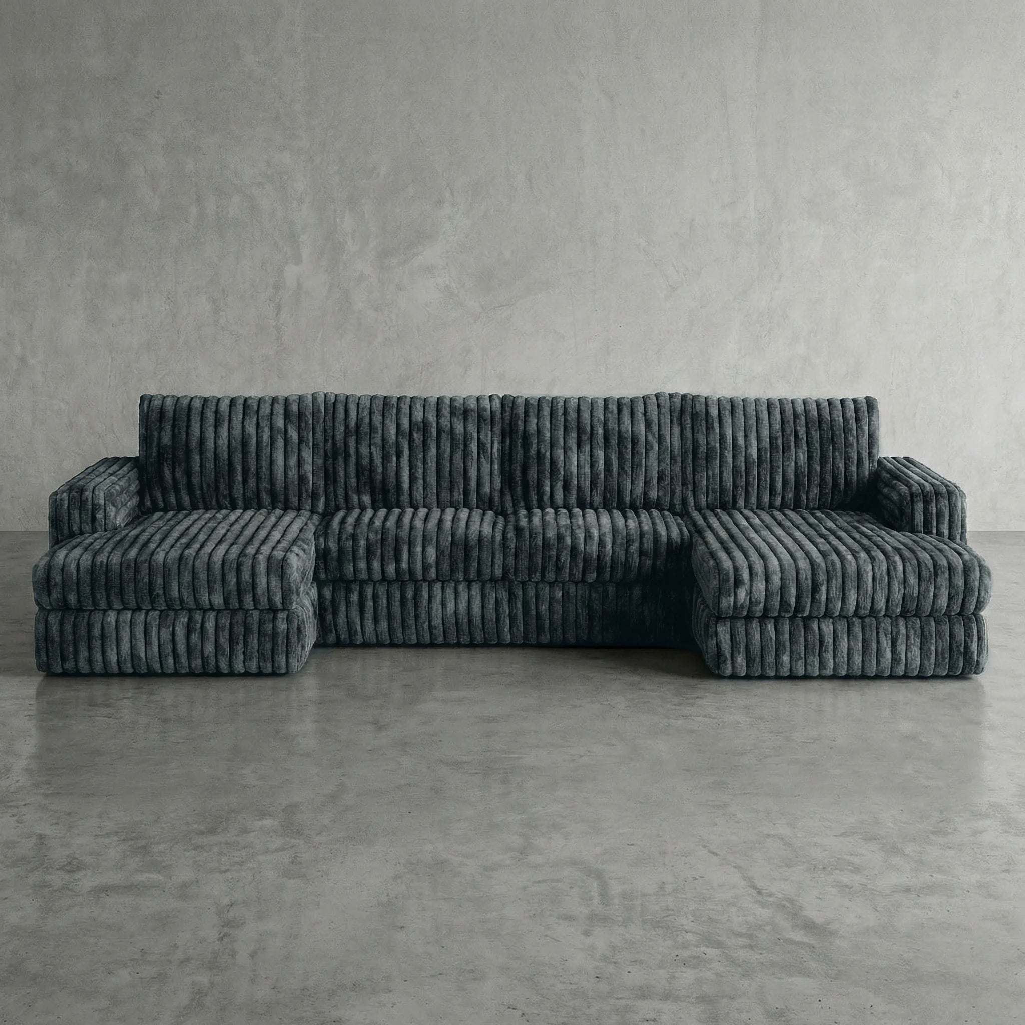 Big Wig Charcoal Three-Piece Double Chaise Sectional
