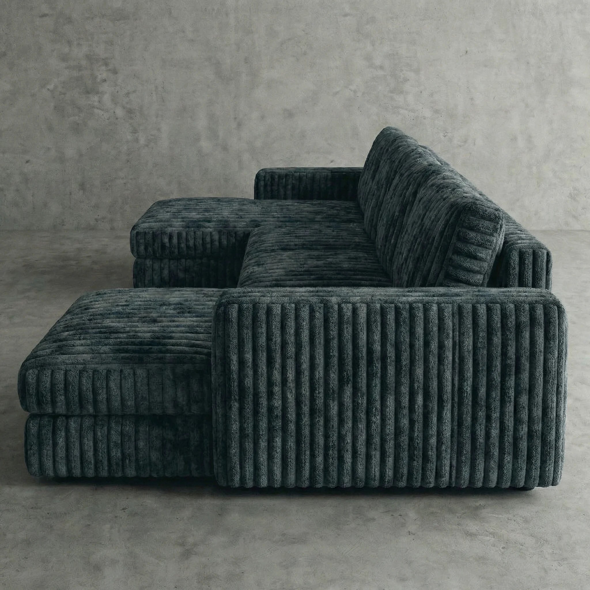 Big Wig Charcoal Three-Piece Double Chaise Sectional