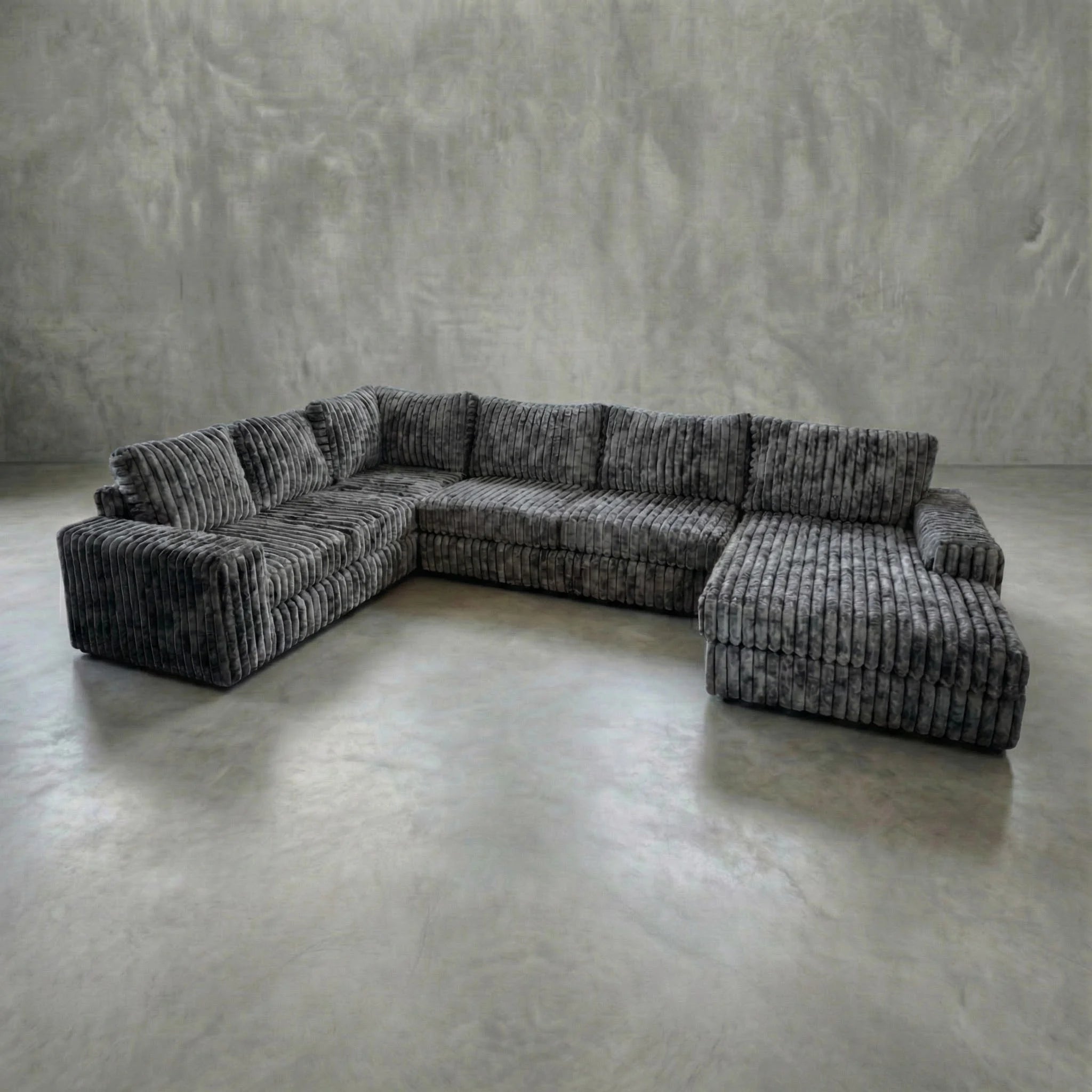 Big Wig Charcoal Three-Piece Chaise Sectional