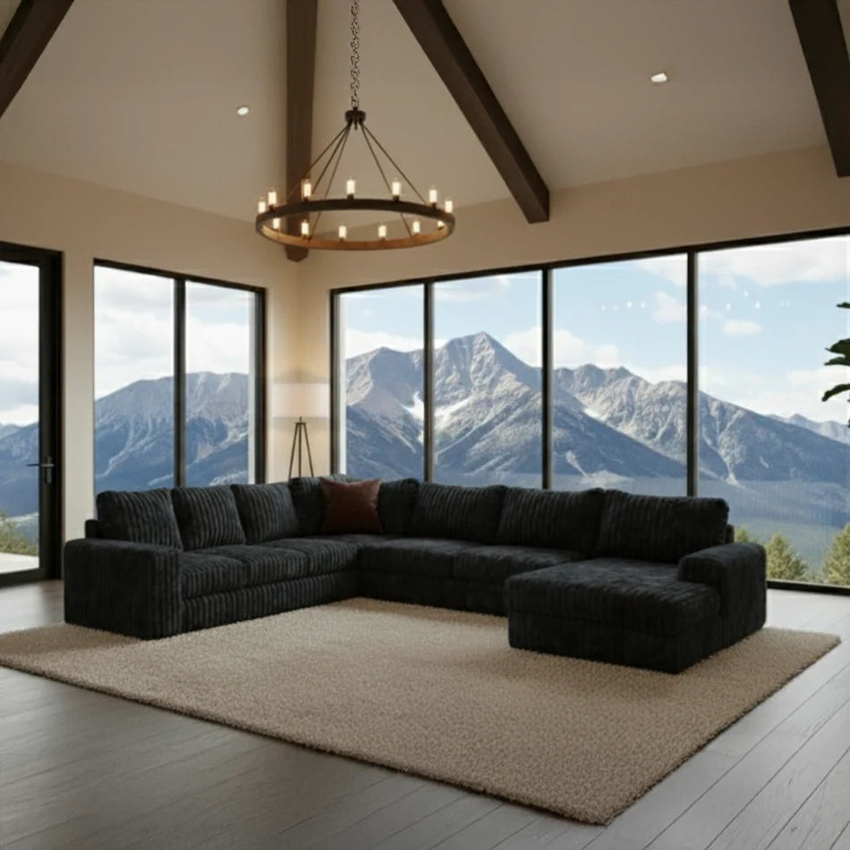 Big Wig Charcoal Three-Piece Chaise Sectional