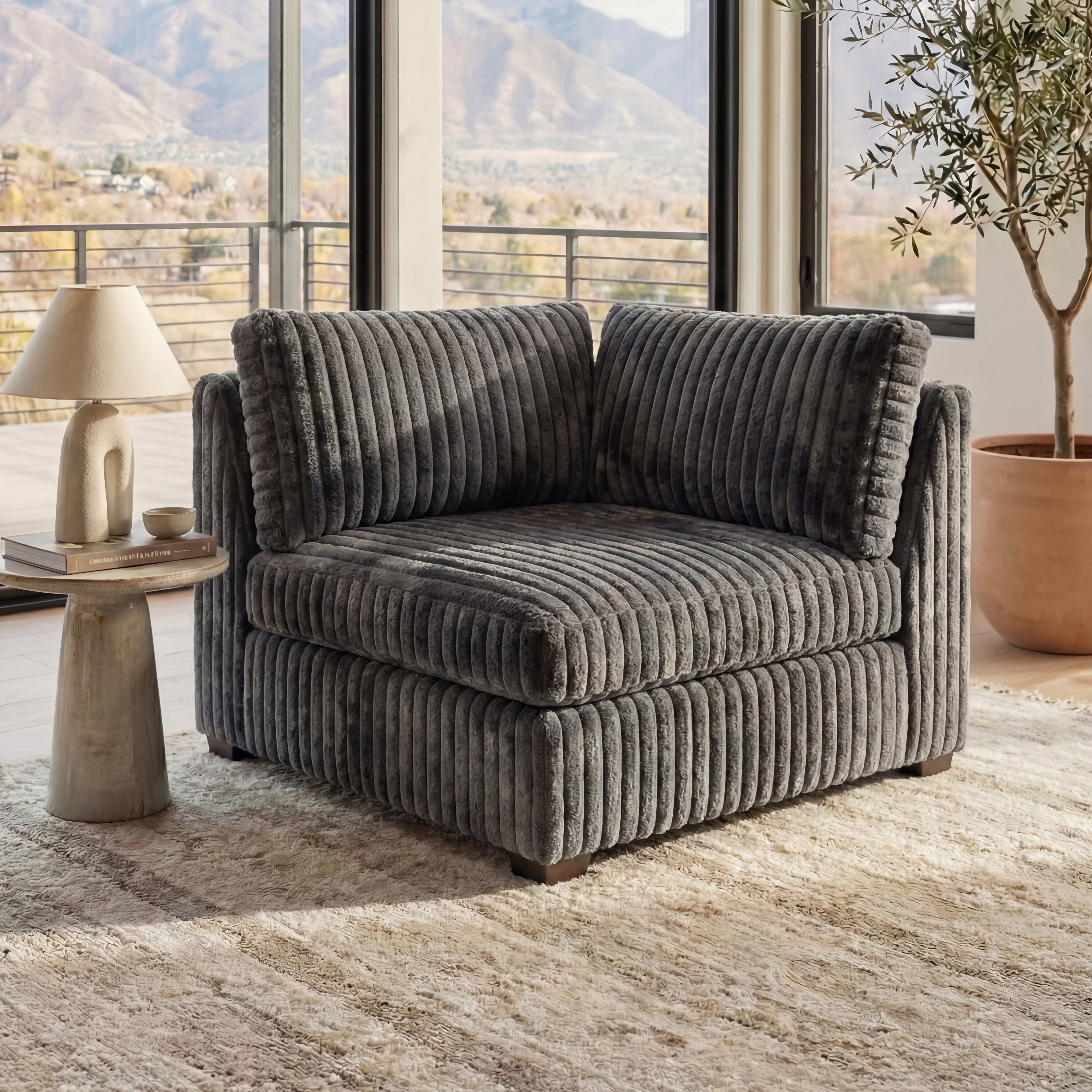 Big Wig Charcoal Modular Corner