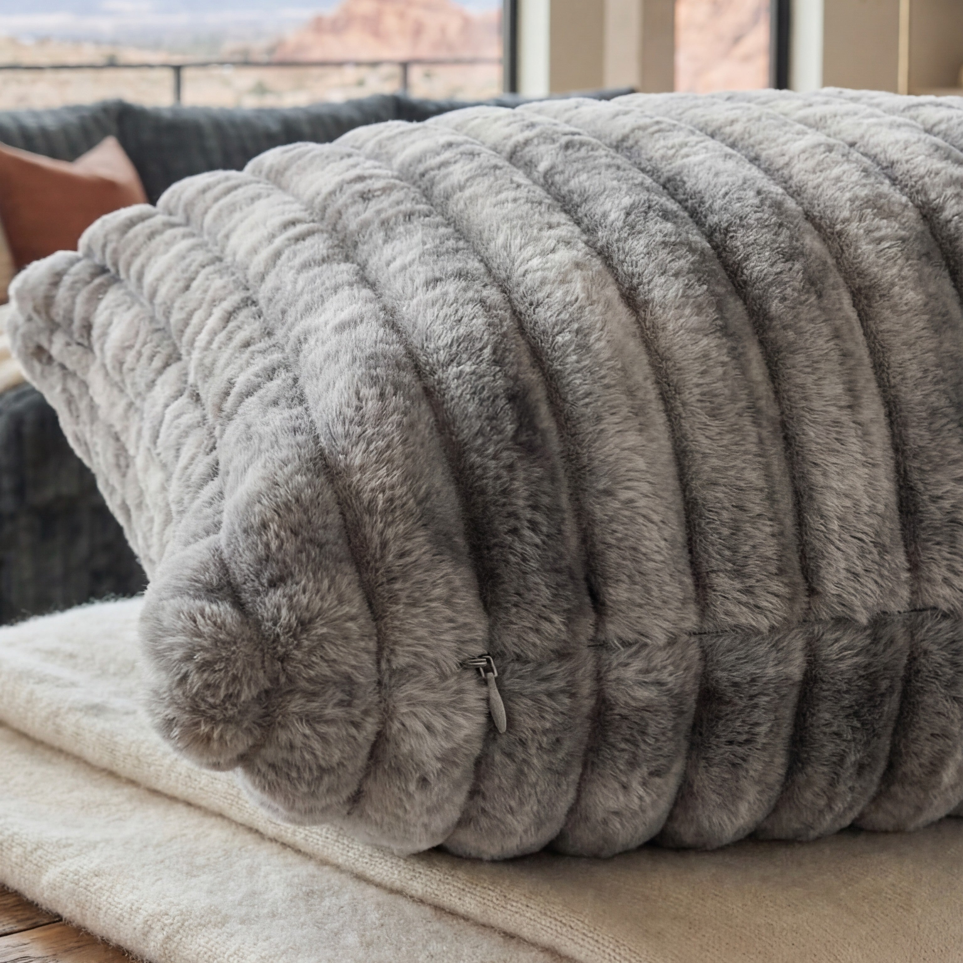 Big Wig Minky Grey Throw Pillow