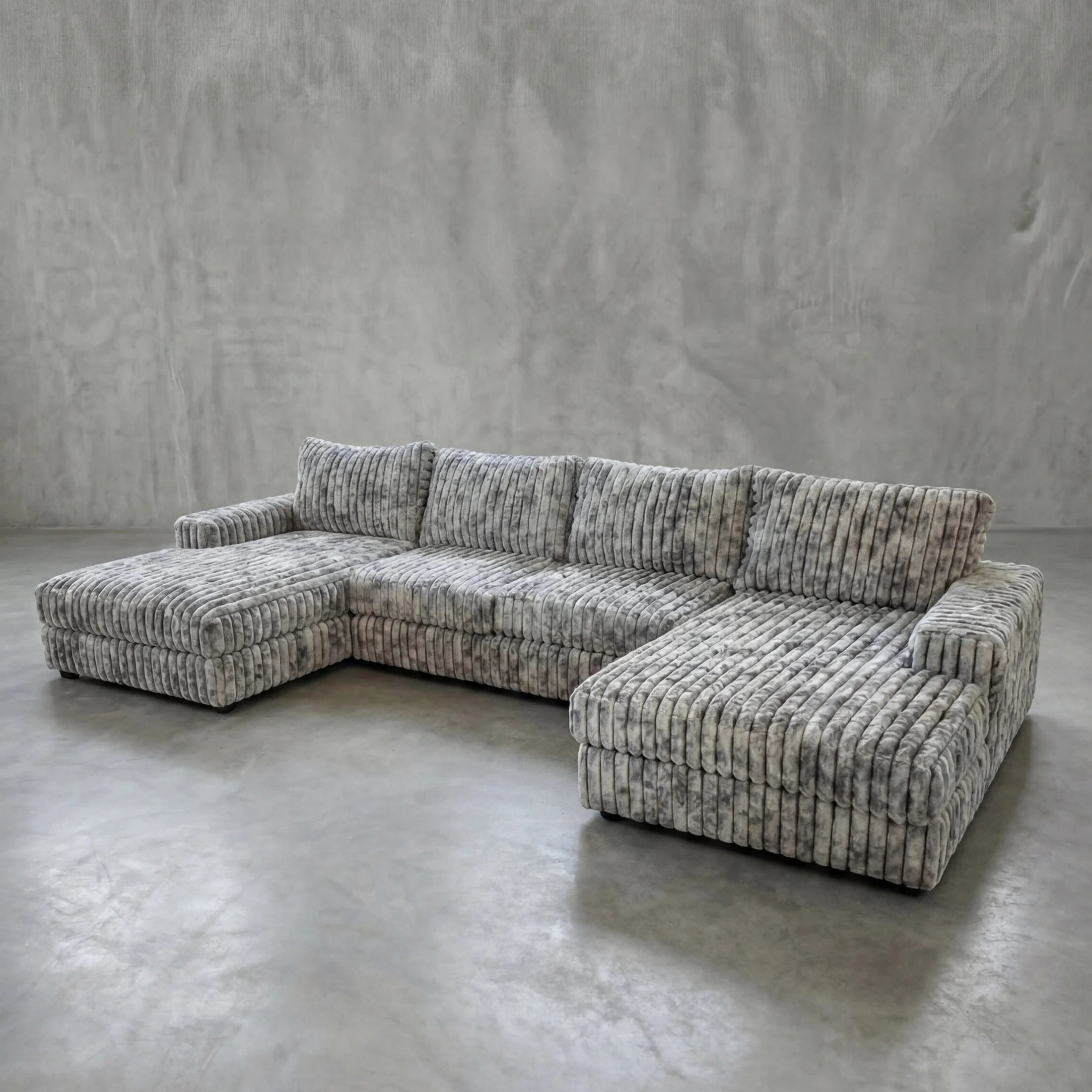 Big Wig Grey Three-Piece Double Chaise Sectional