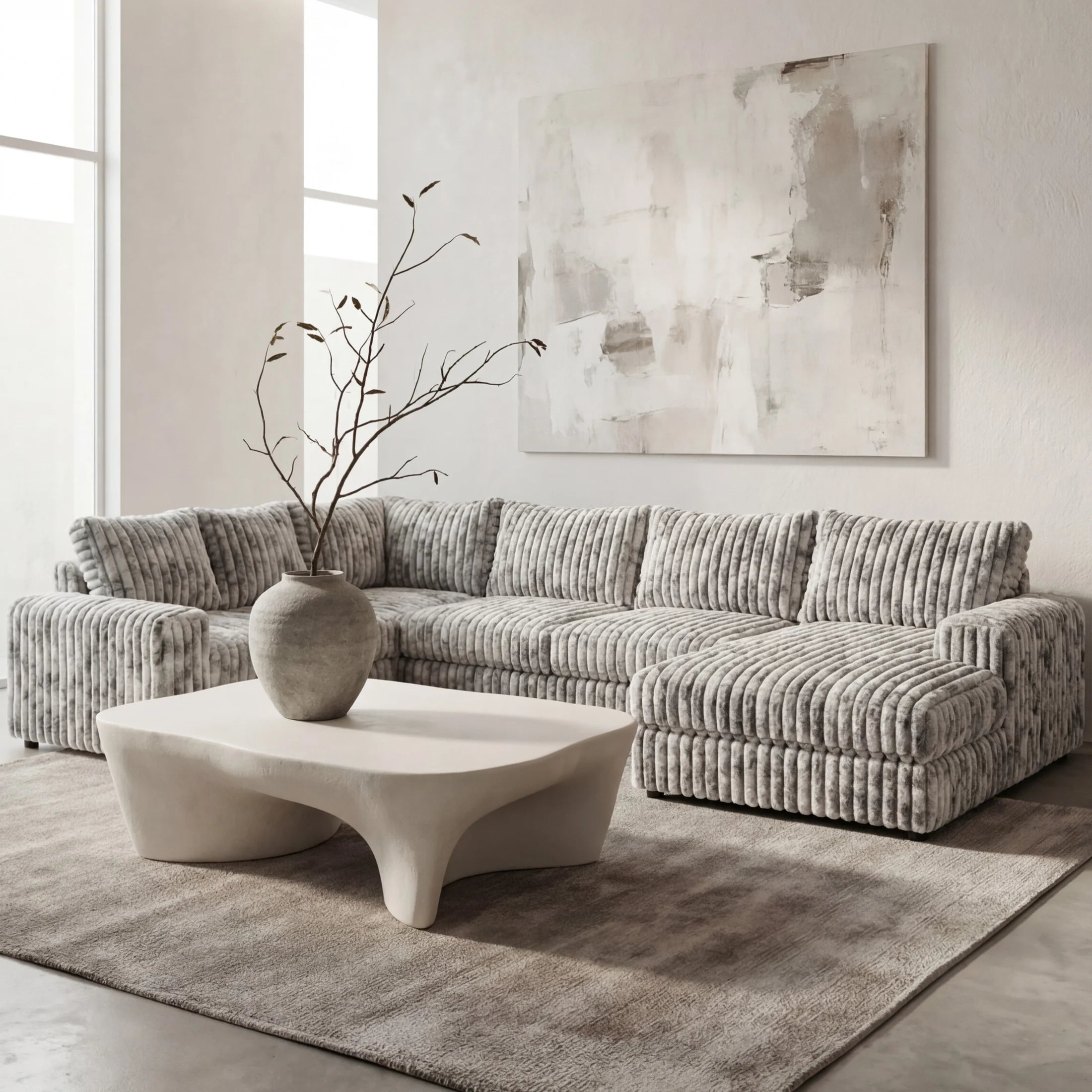 Big Wig Grey Three-Piece Chaise Sectional