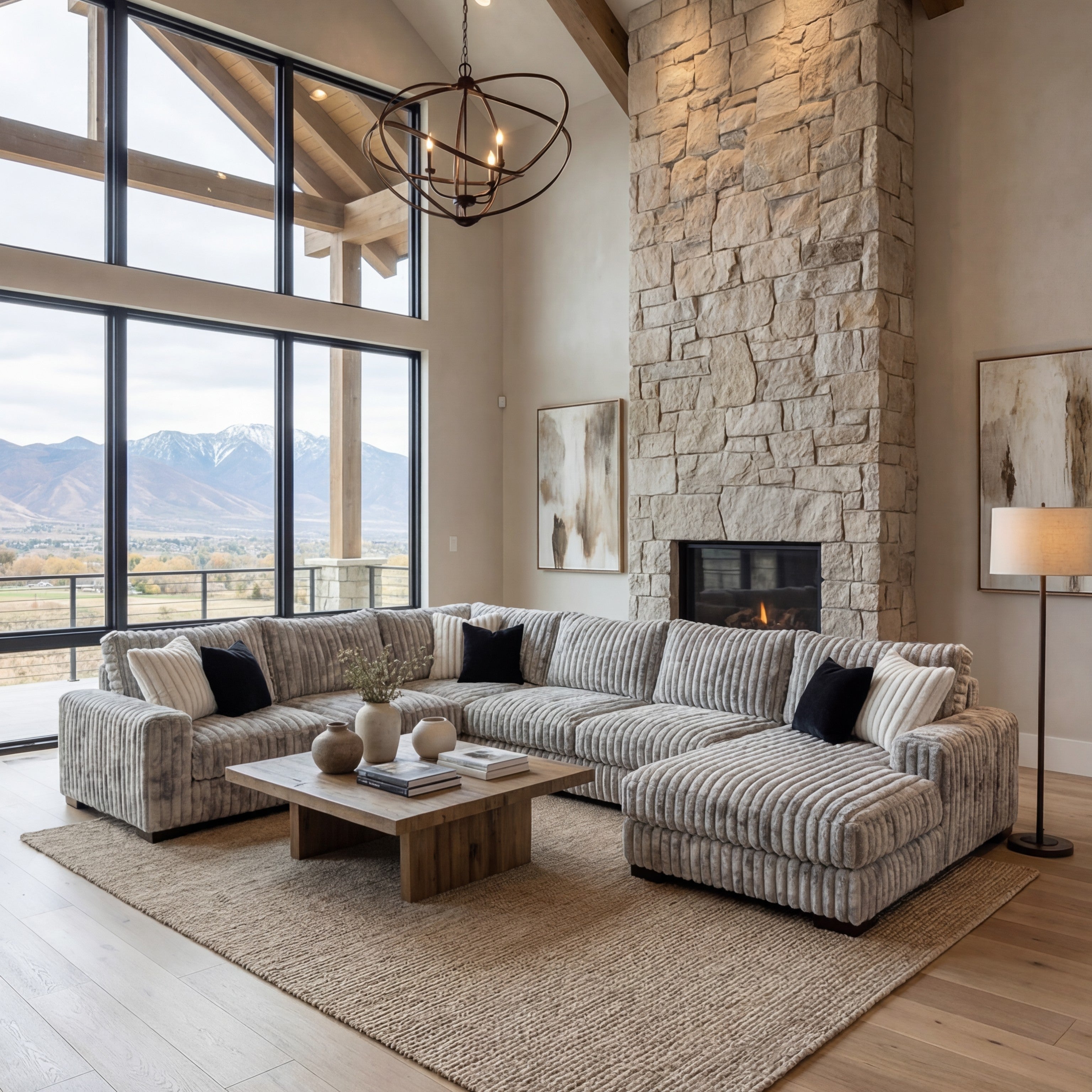 Big Wig Grey Three-Piece Chaise Sectional