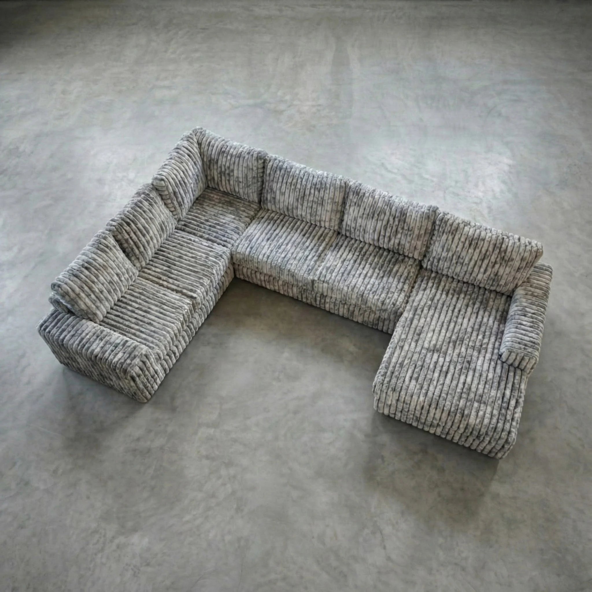 Big Wig Grey Three-Piece Chaise Sectional