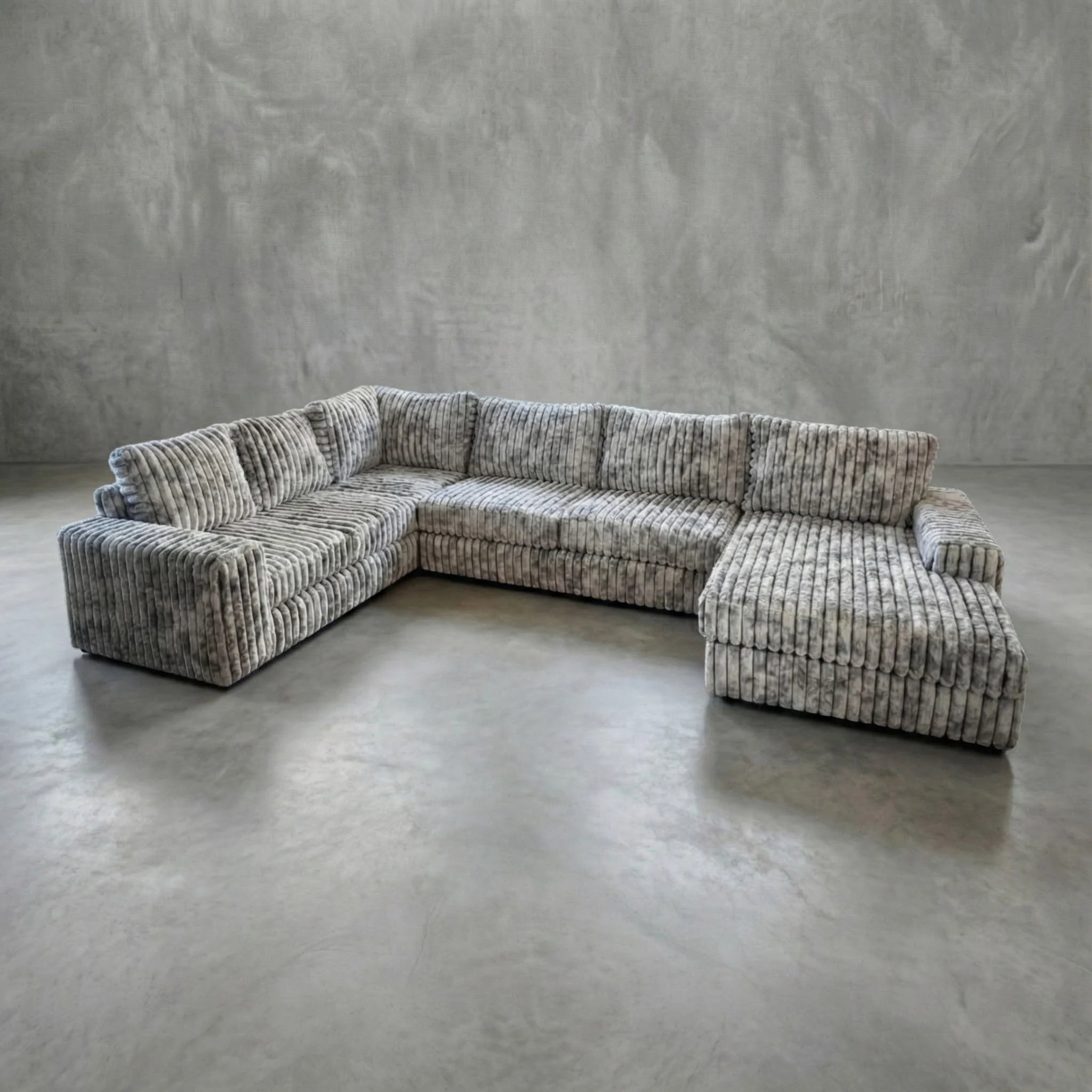 Big Wig Grey Three-Piece Chaise Sectional
