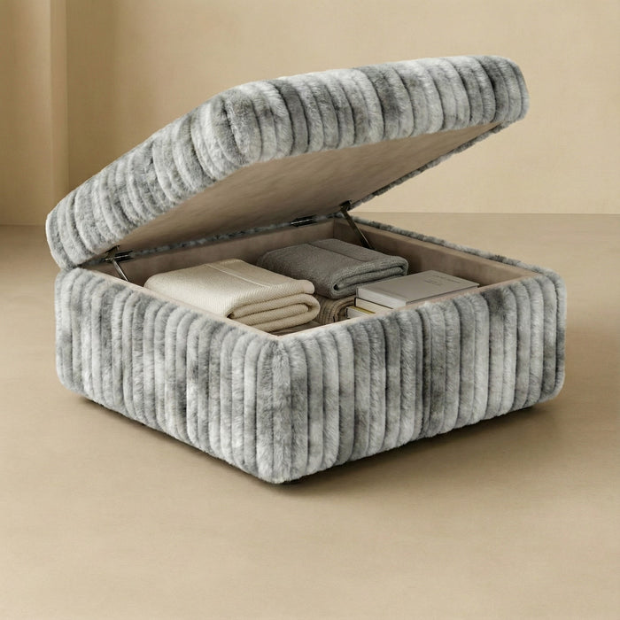 Big Wig Grey Ottoman Square