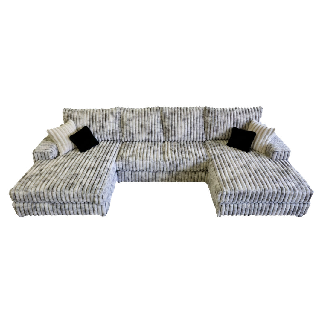 Big Wig Grey Three-Piece Double Chaise Sectional