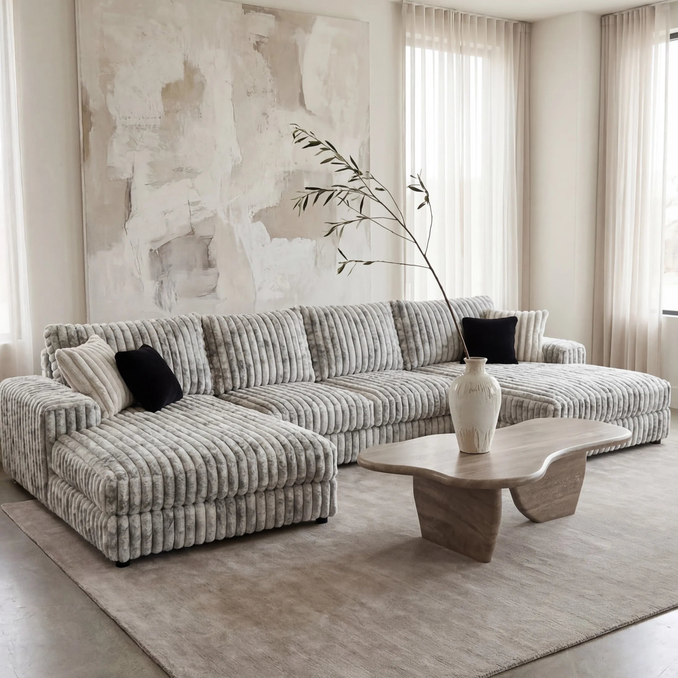 Big Wig Grey Three-Piece Double Chaise Sectional