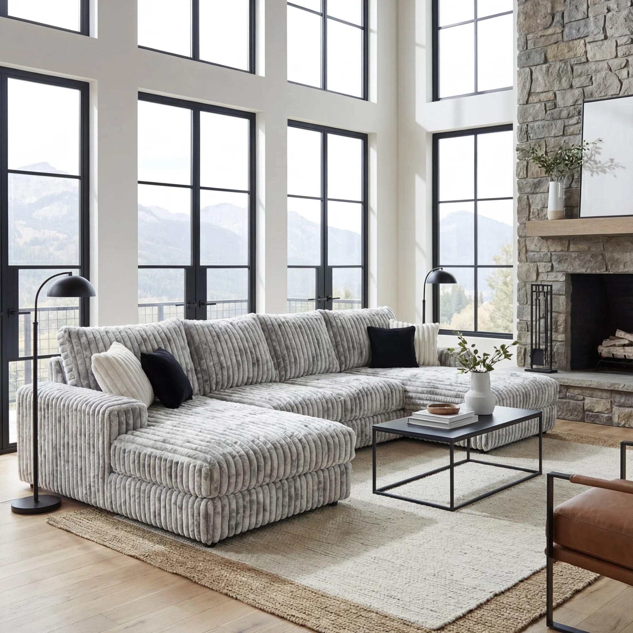 Big Wig Grey Three-Piece Double Chaise Sectional