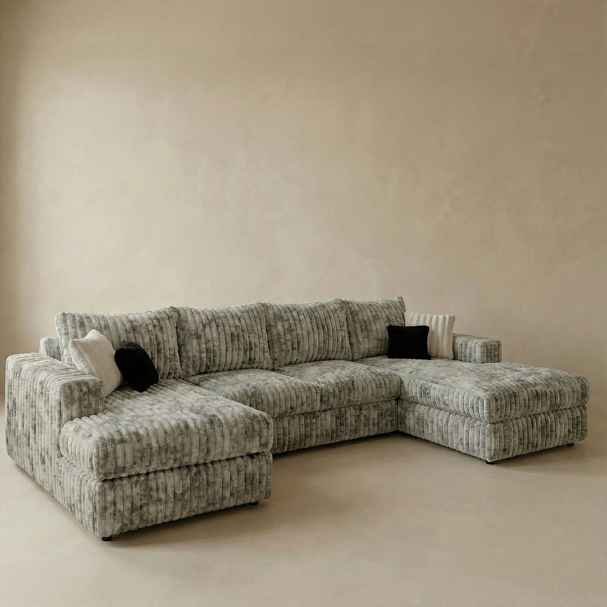 Big Wig Grey Three-Piece Double Chaise Sectional