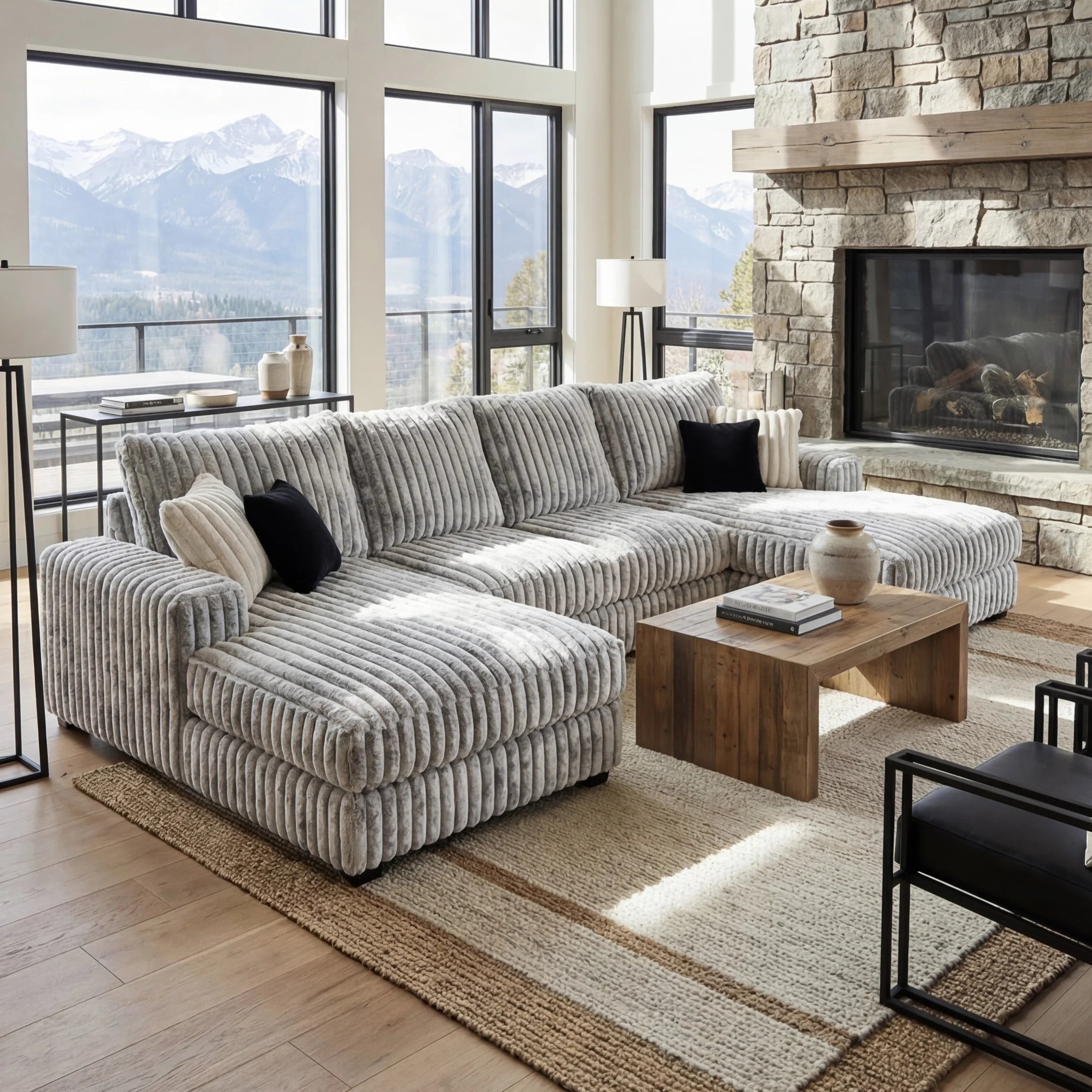 Big Wig Grey Three-Piece Double Chaise Sectional