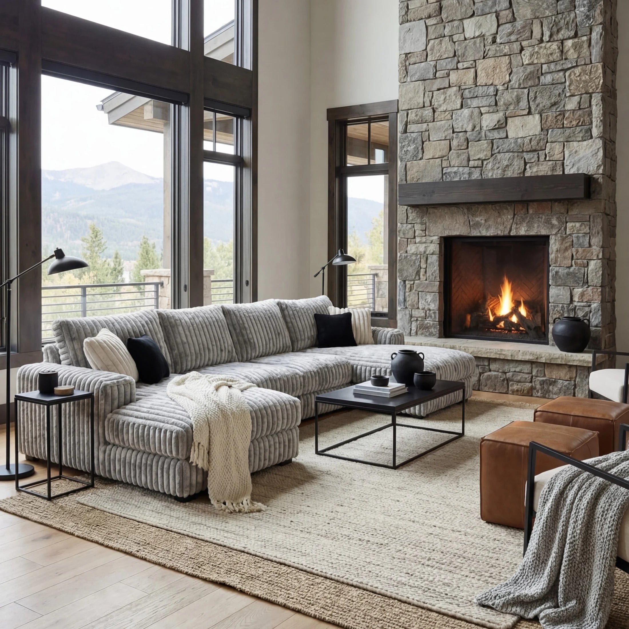 Big Wig Grey Three-Piece Double Chaise Sectional