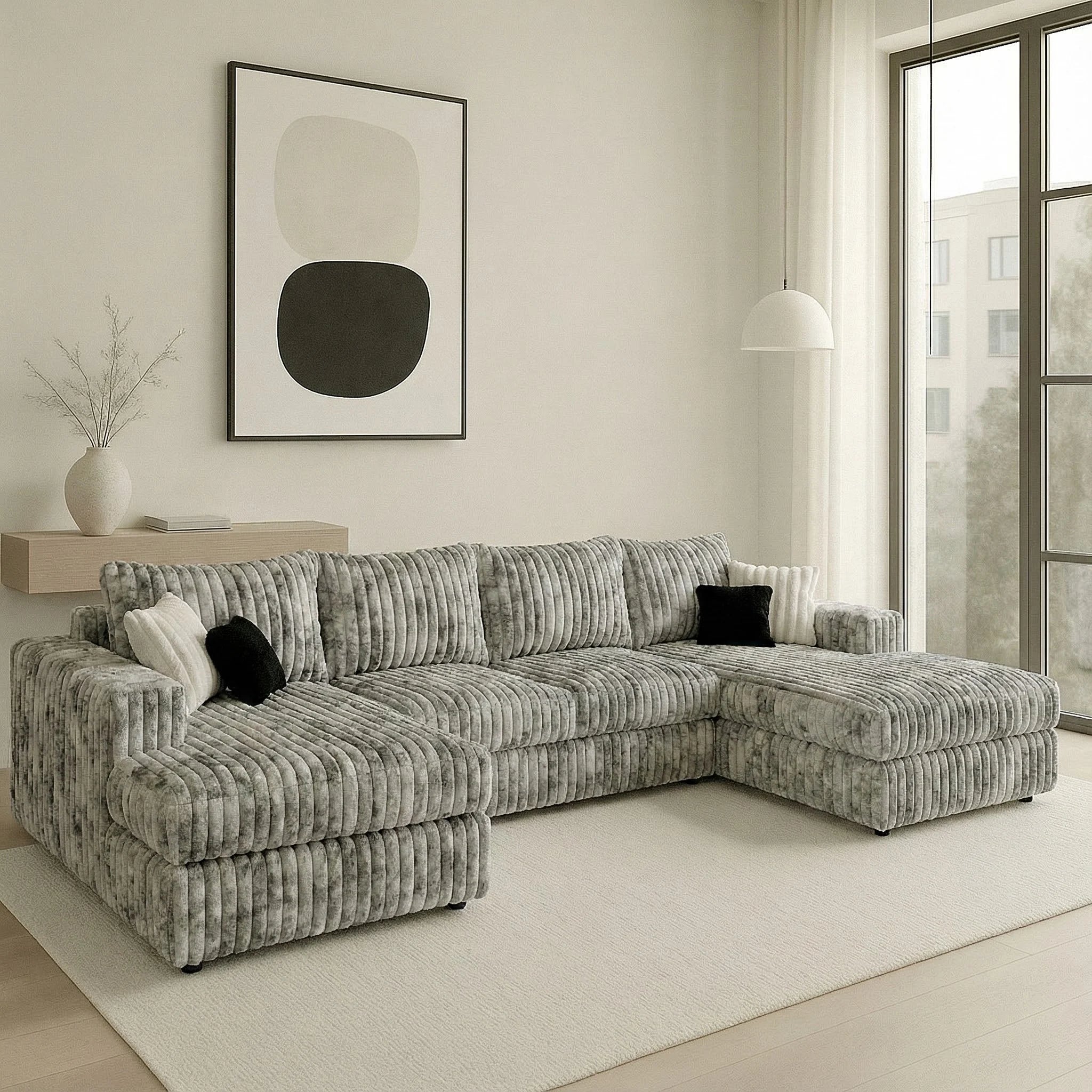 Big Wig Grey Three-Piece Double Chaise Sectional