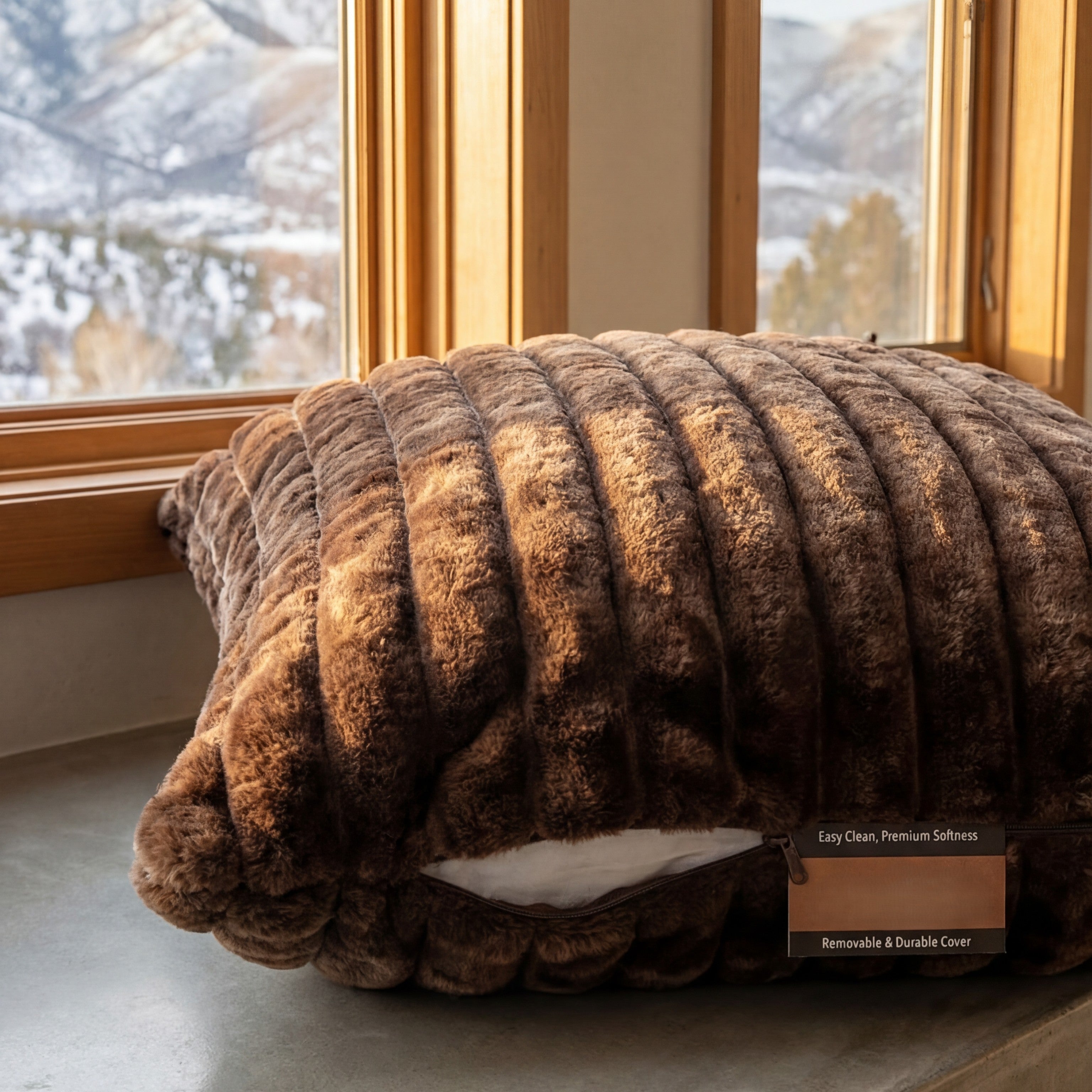 24" Big Wig Minky Mocha Throw Pillow