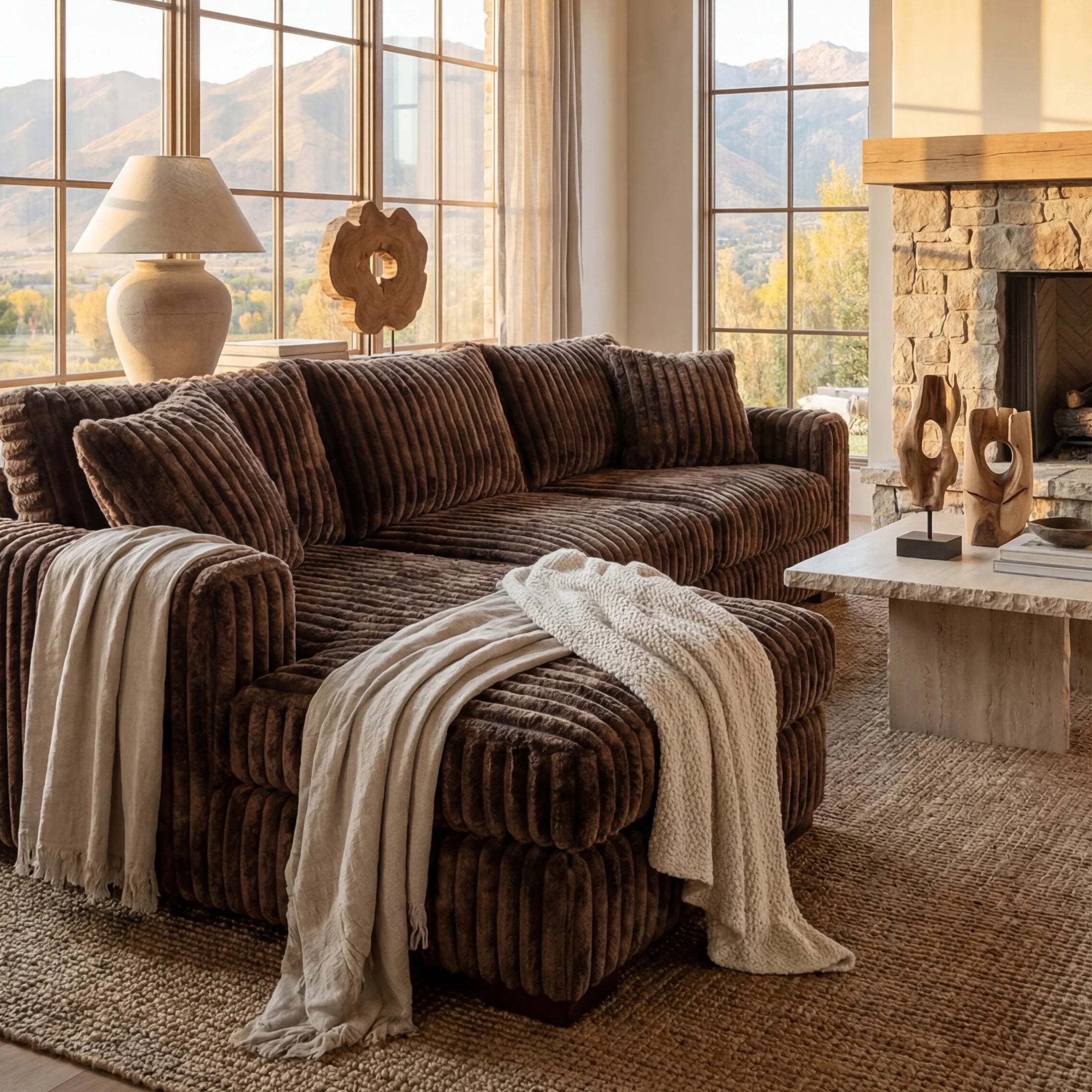 Big Wig Mocha Two-Piece Chaise Sectional