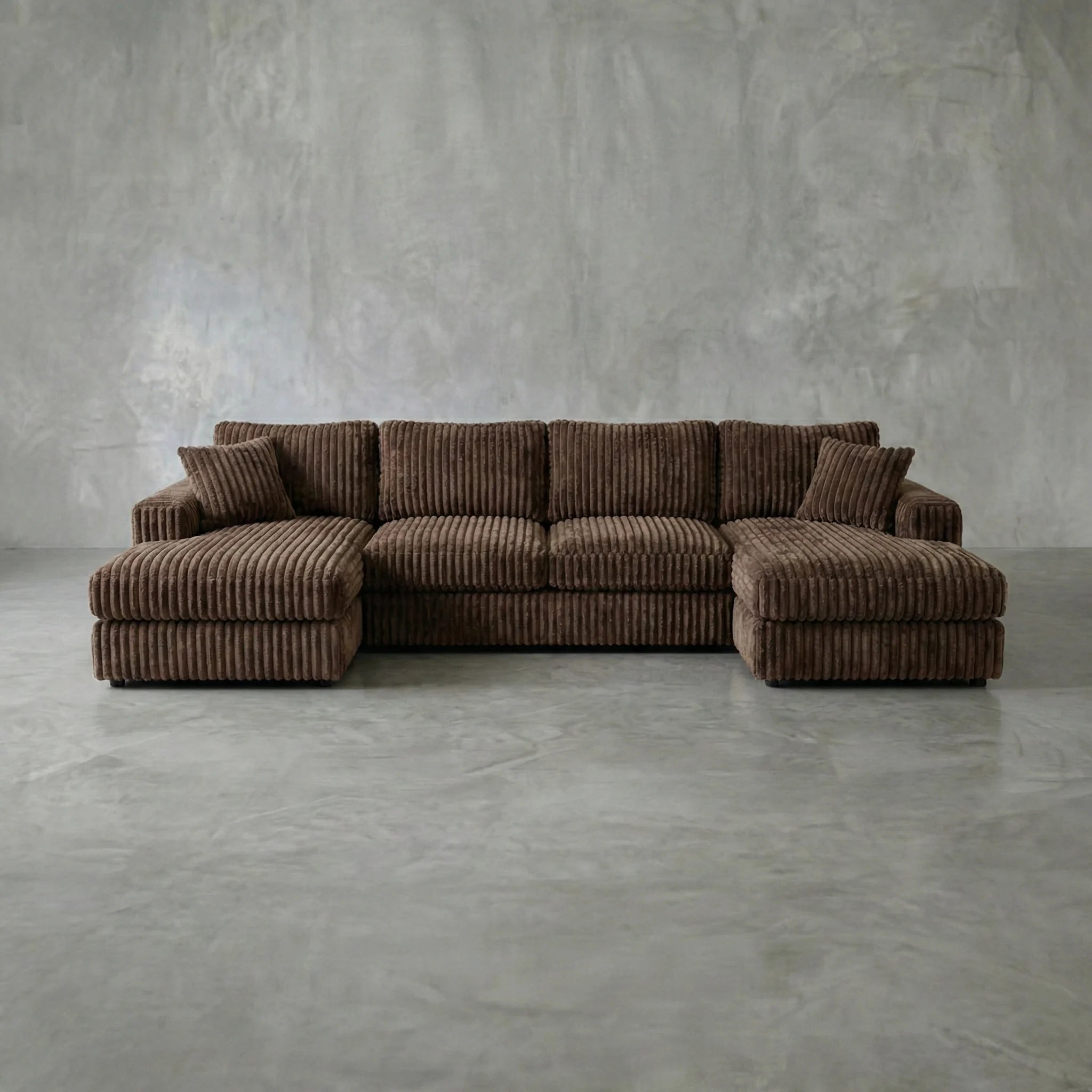 Big Wig Mocha Three-Piece Double Chaise Sectional