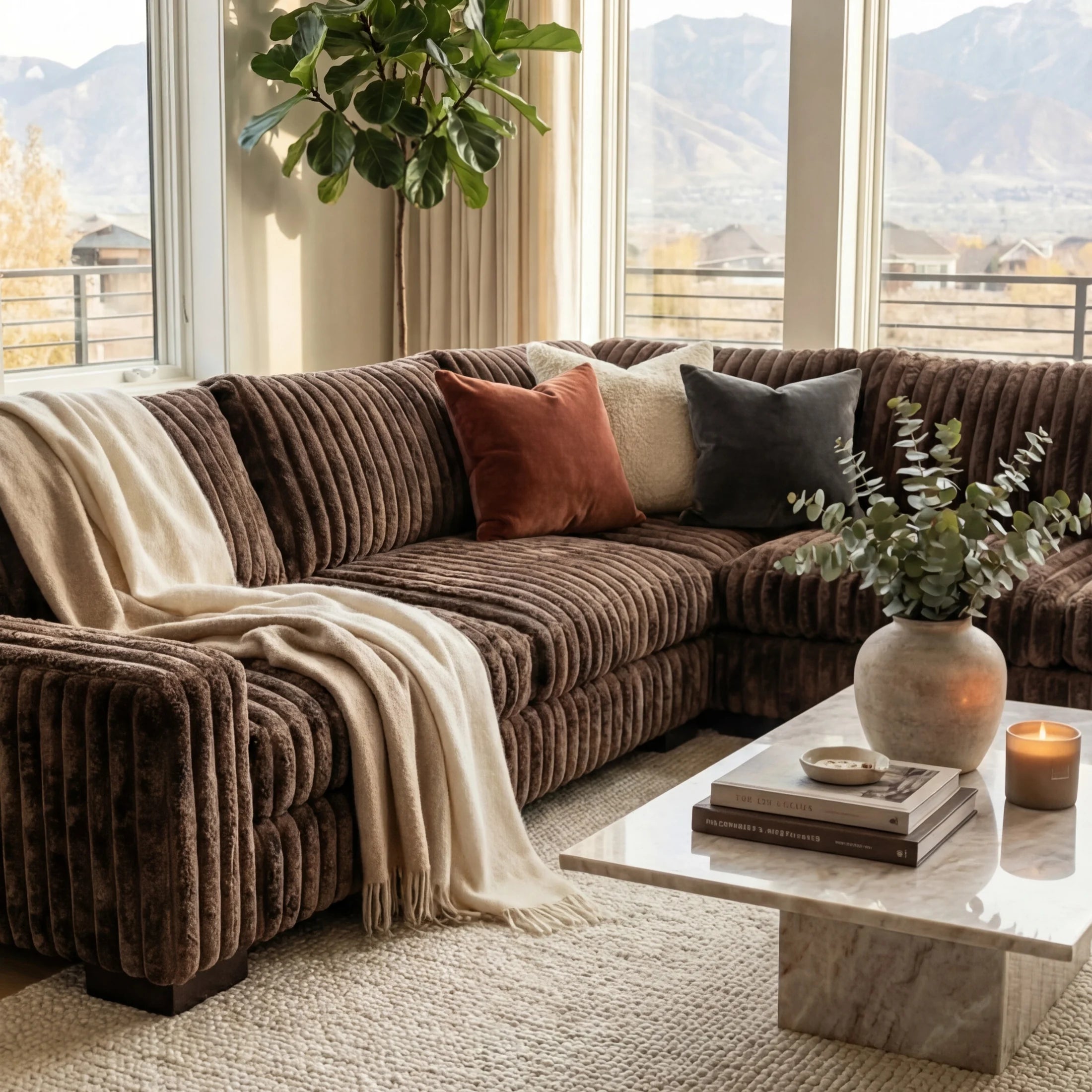 Big Wig Mocha Three-Piece Sectional