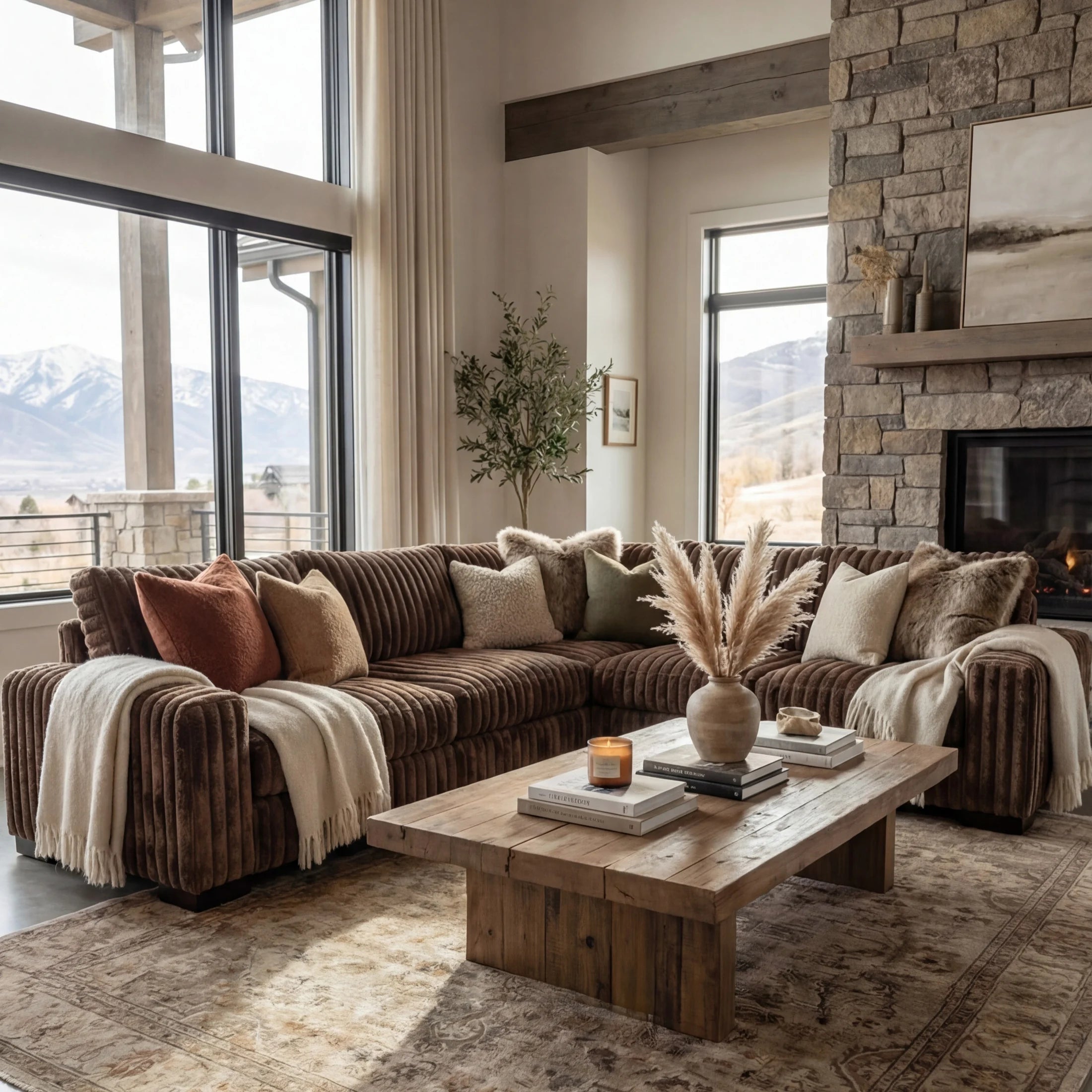 Big Wig Mocha Three-Piece Sectional