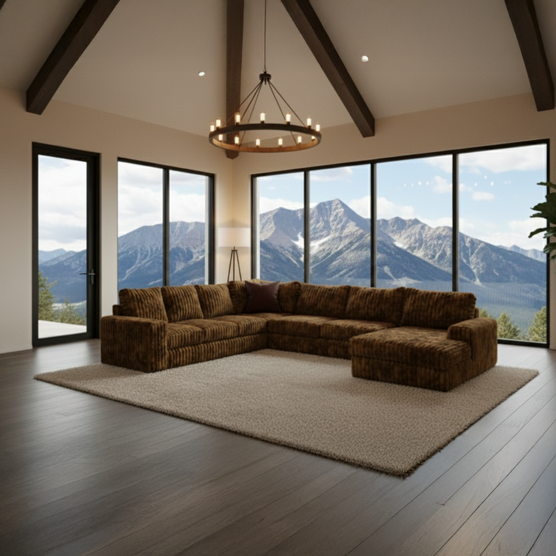 Big Wig Mocha Three-Piece Chaise Sectional