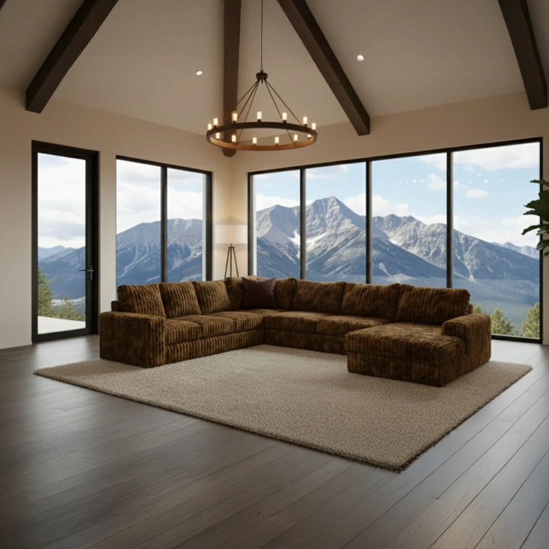 Big Wig Mocha Three-Piece Chaise Sectional