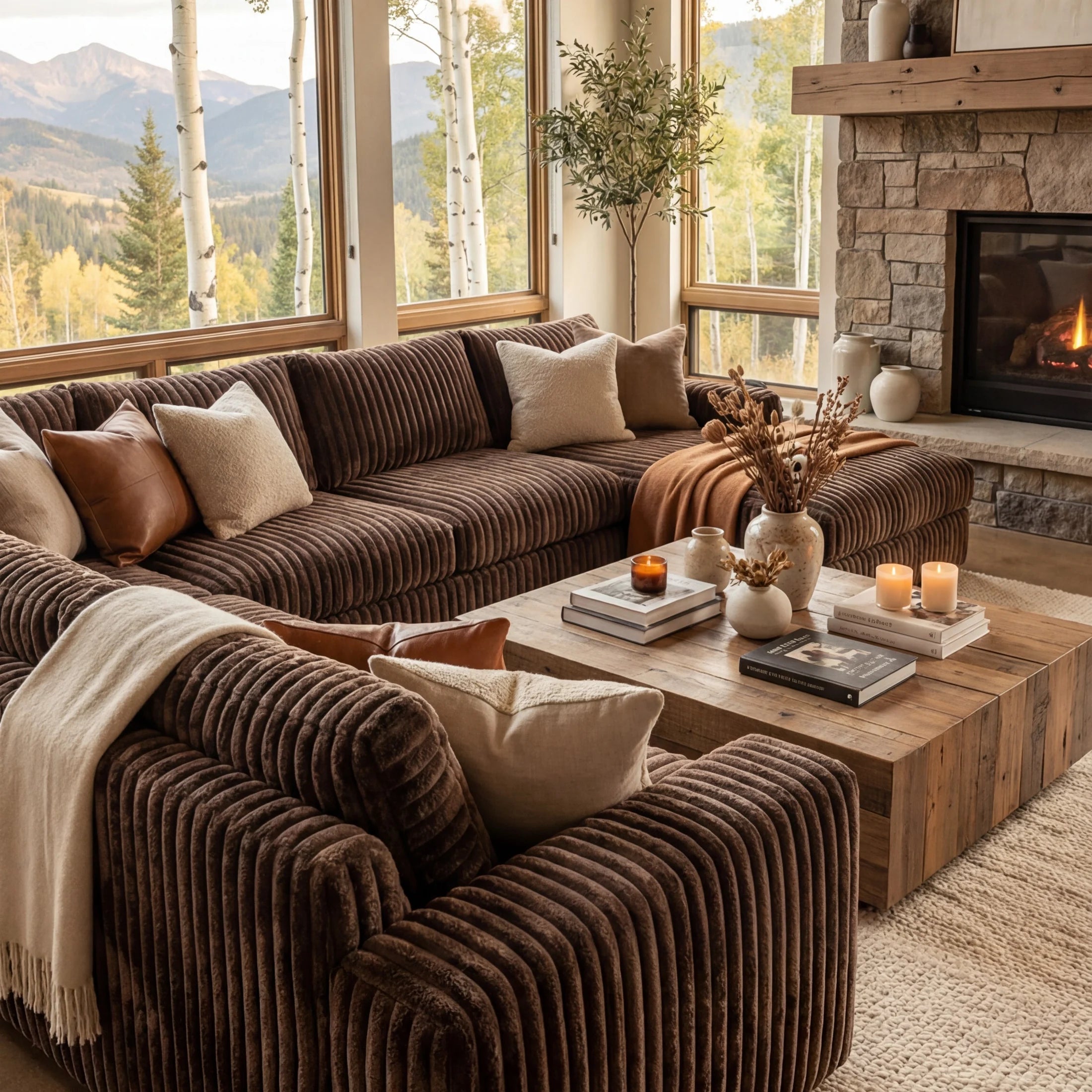 Big Wig Mocha Three-Piece Chaise Sectional