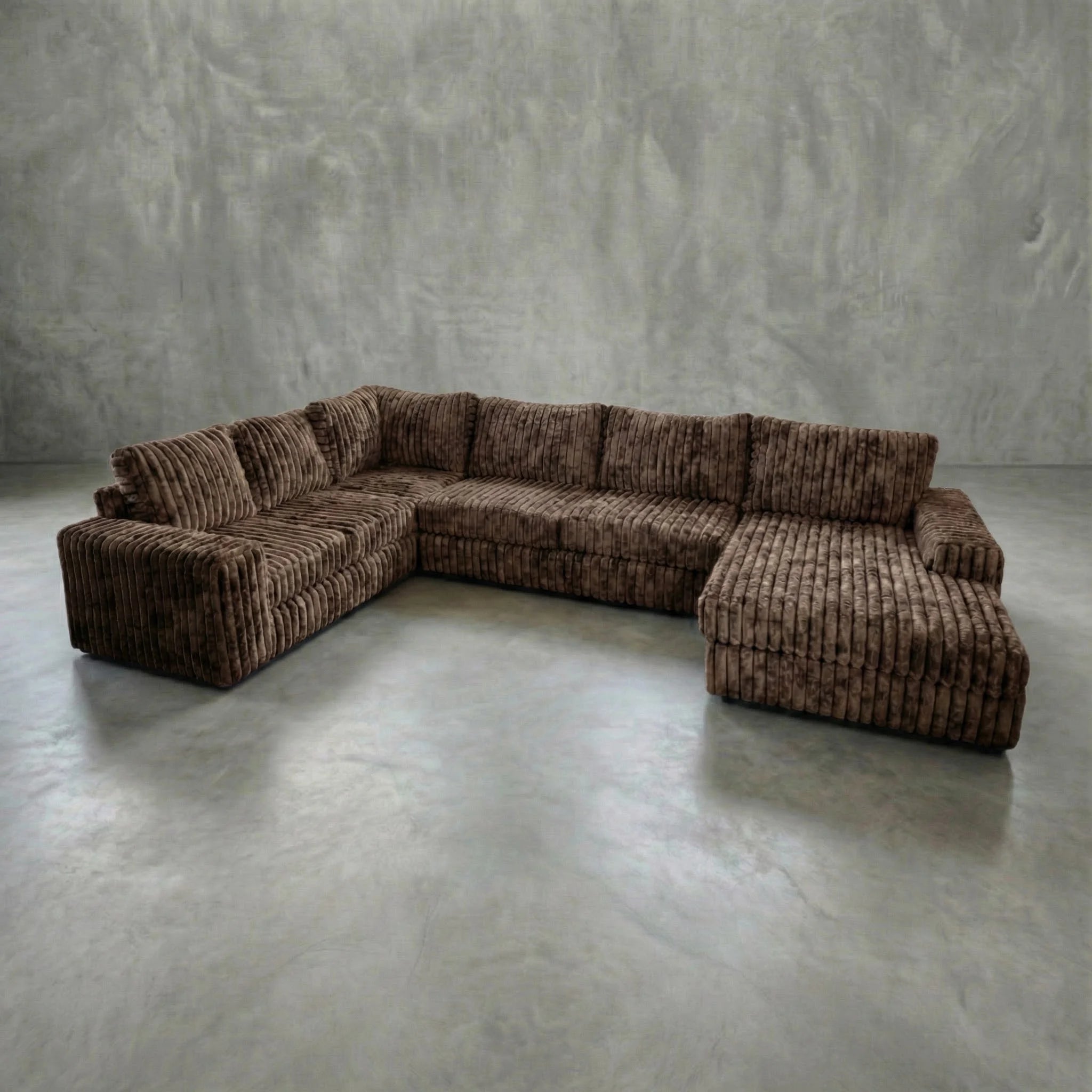 Big Wig Mocha Three-Piece Chaise Sectional
