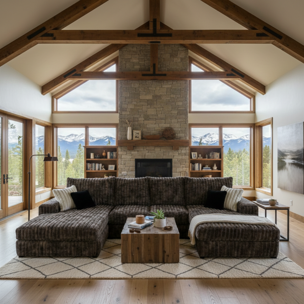 Big Wig Mocha Three-Piece Double Chaise Sectional