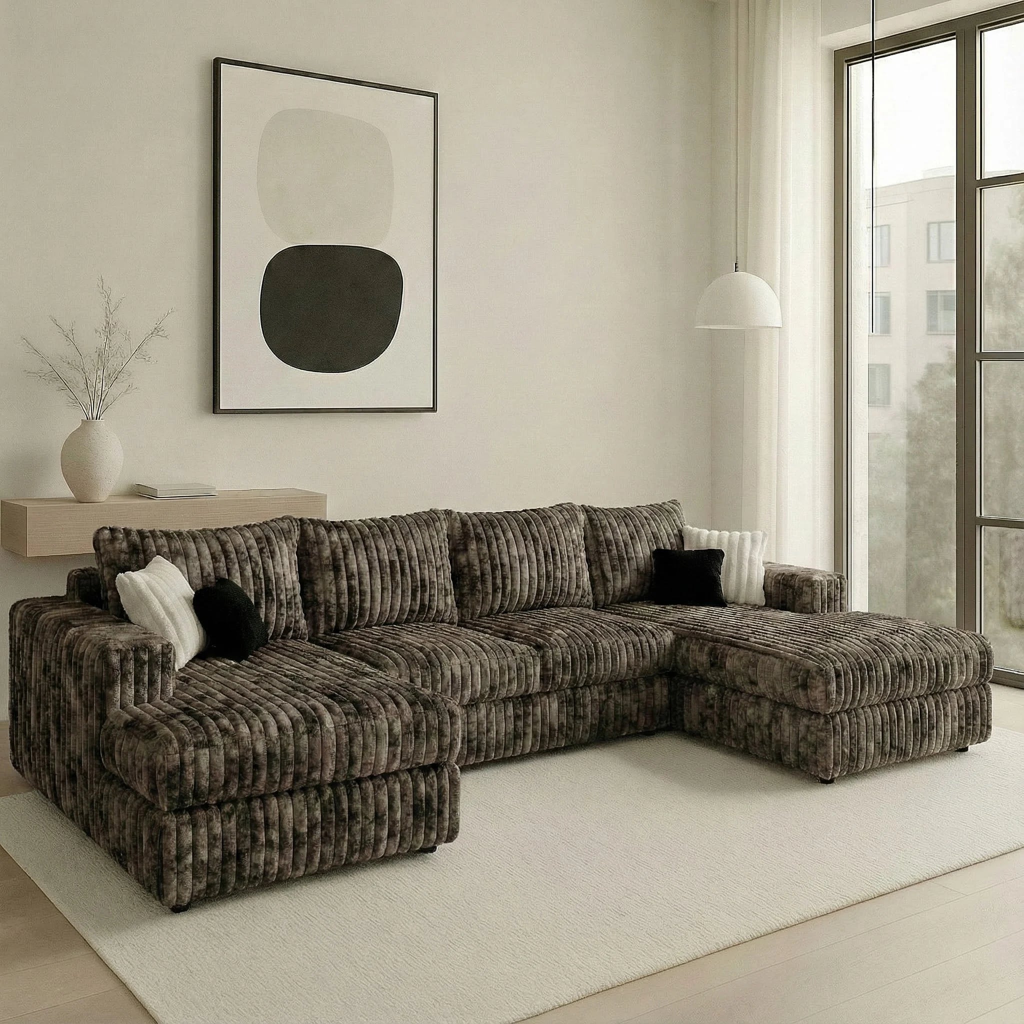 Big Wig Mocha Three-Piece Double Chaise Sectional