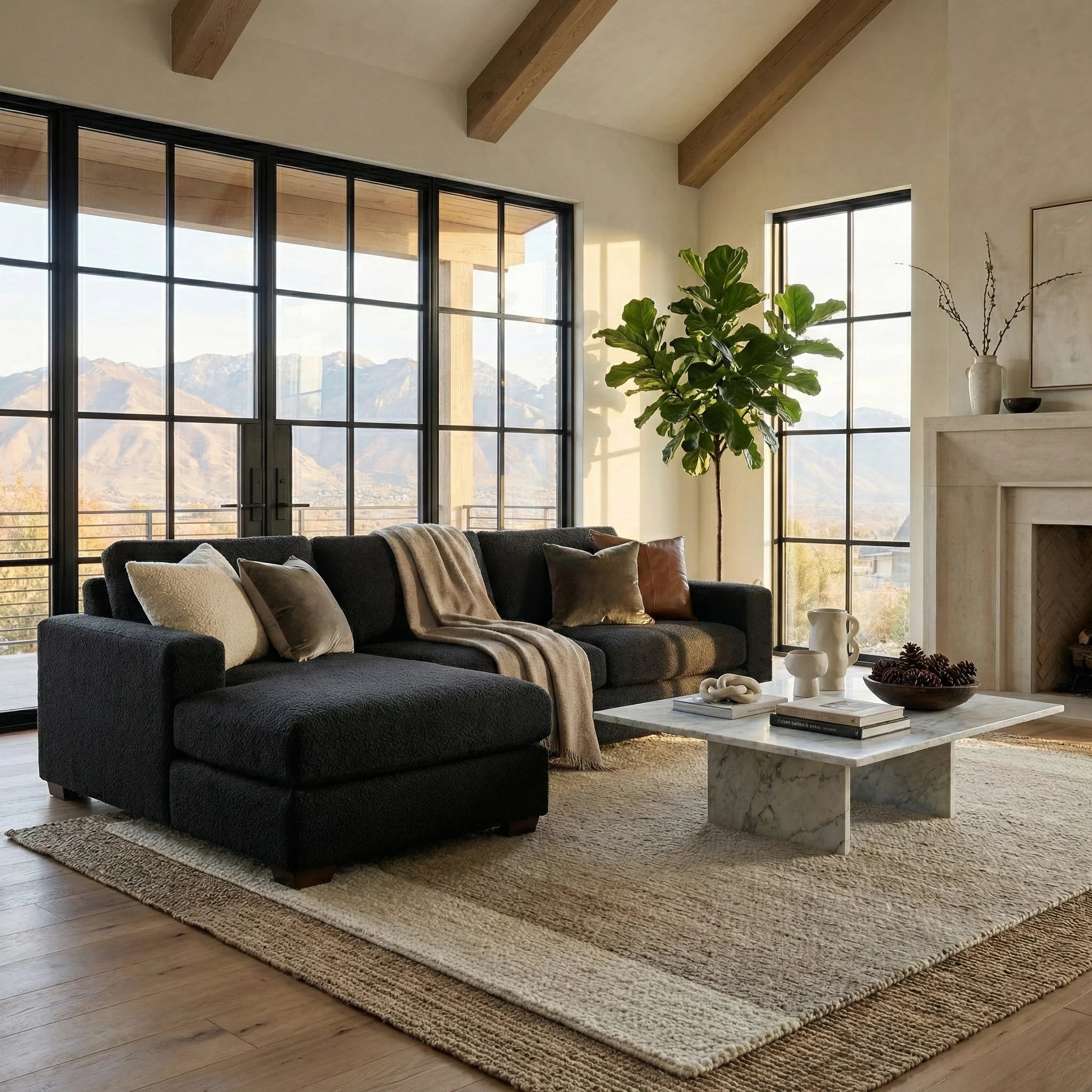 Cuddle Black Two-Piece Chaise Sectional