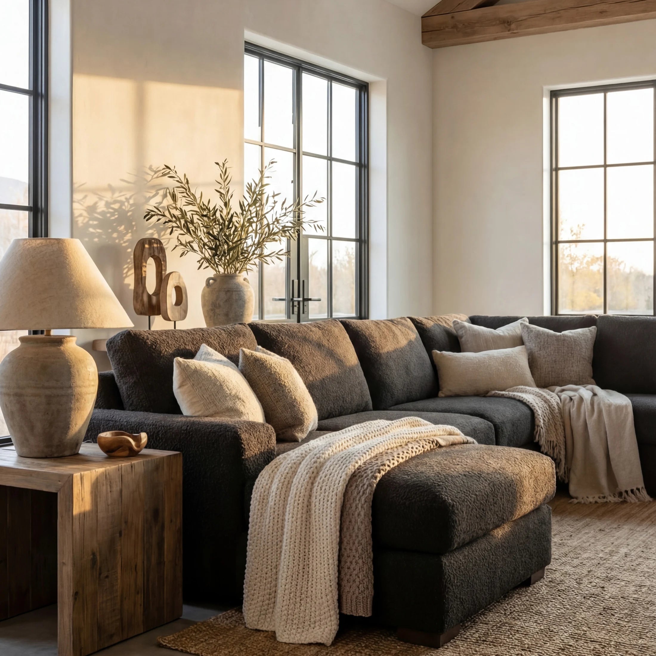Cuddle Black Three-Piece Chaise Sectional