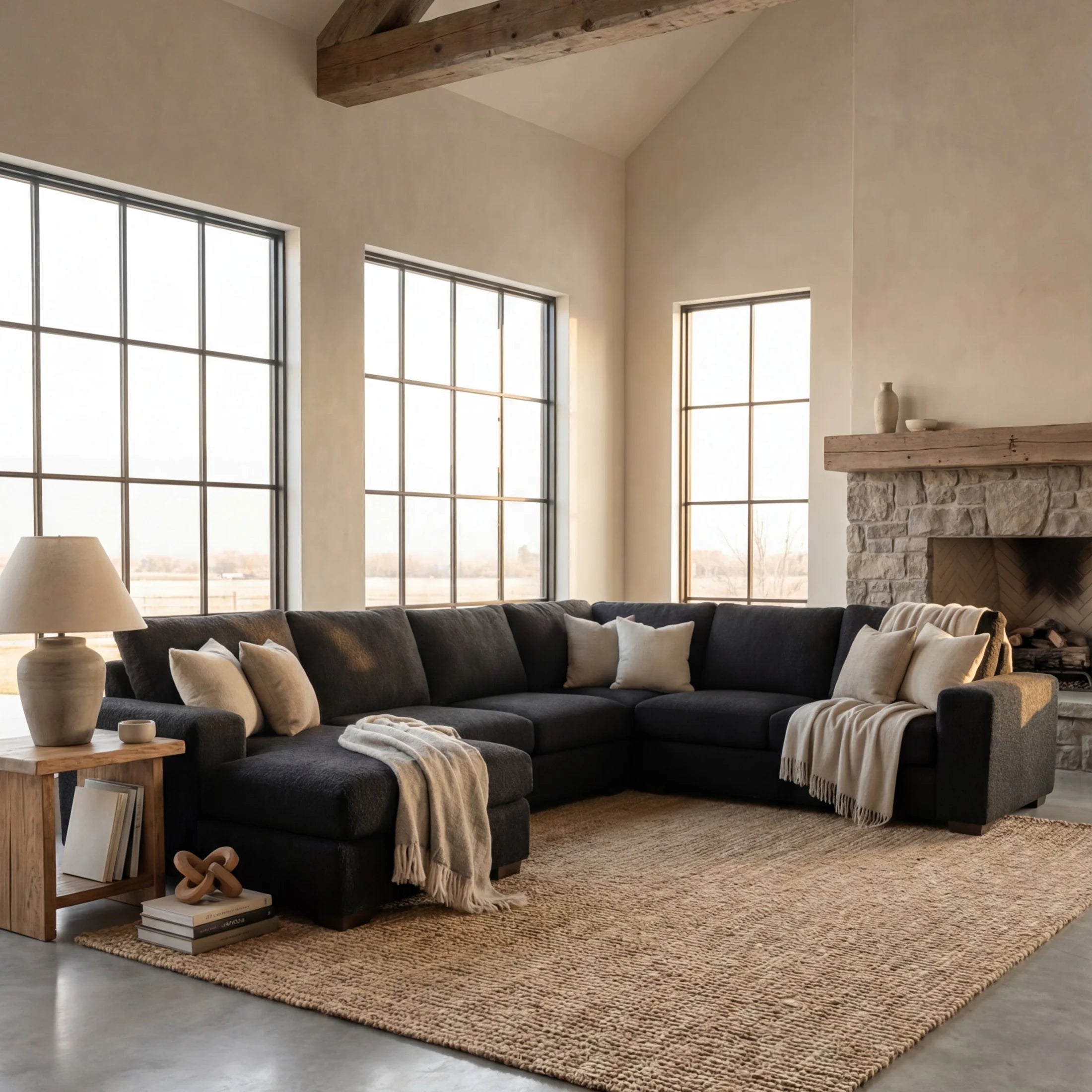 Cuddle Black Three-Piece Chaise Sectional