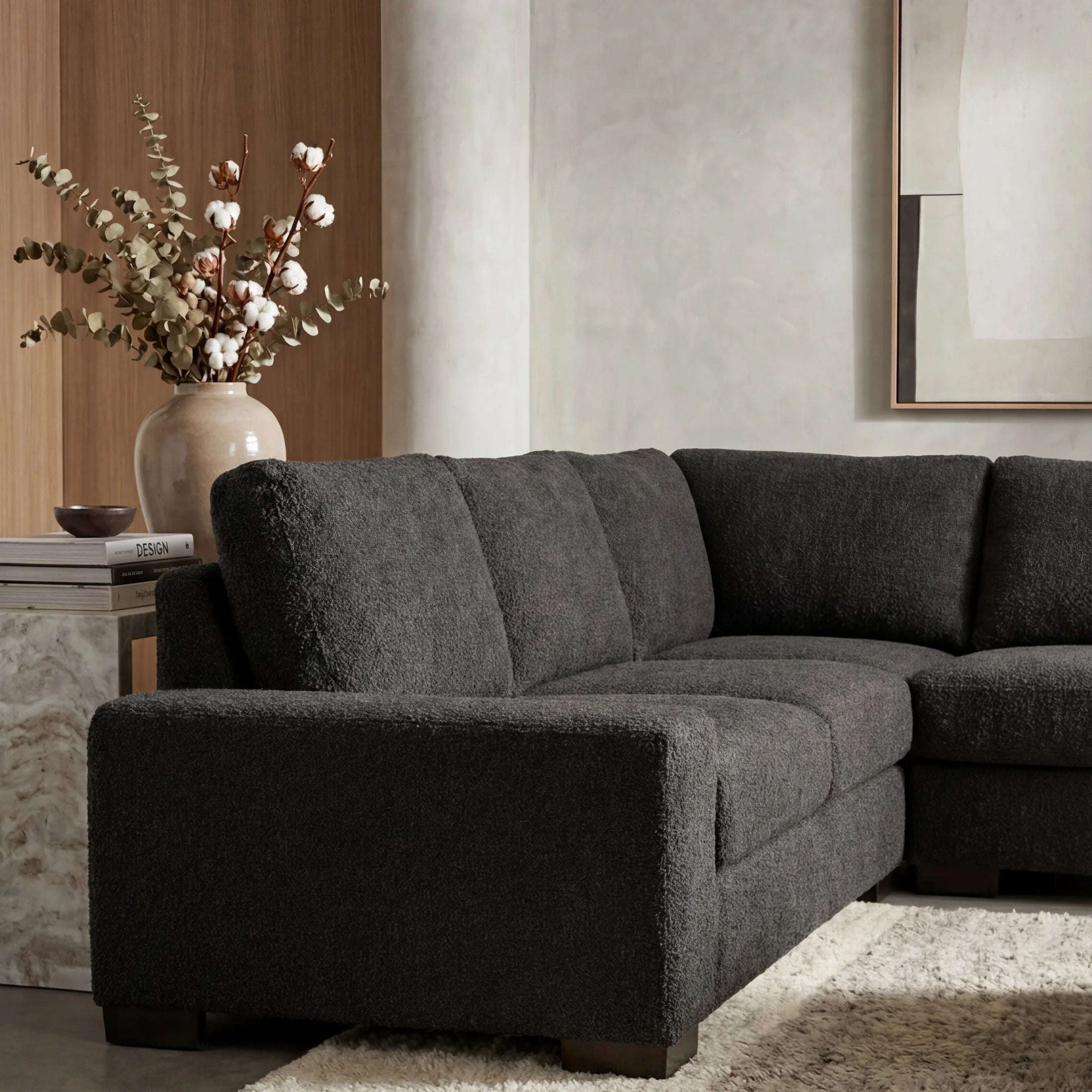 Cuddle Black Three-Piece Sectional