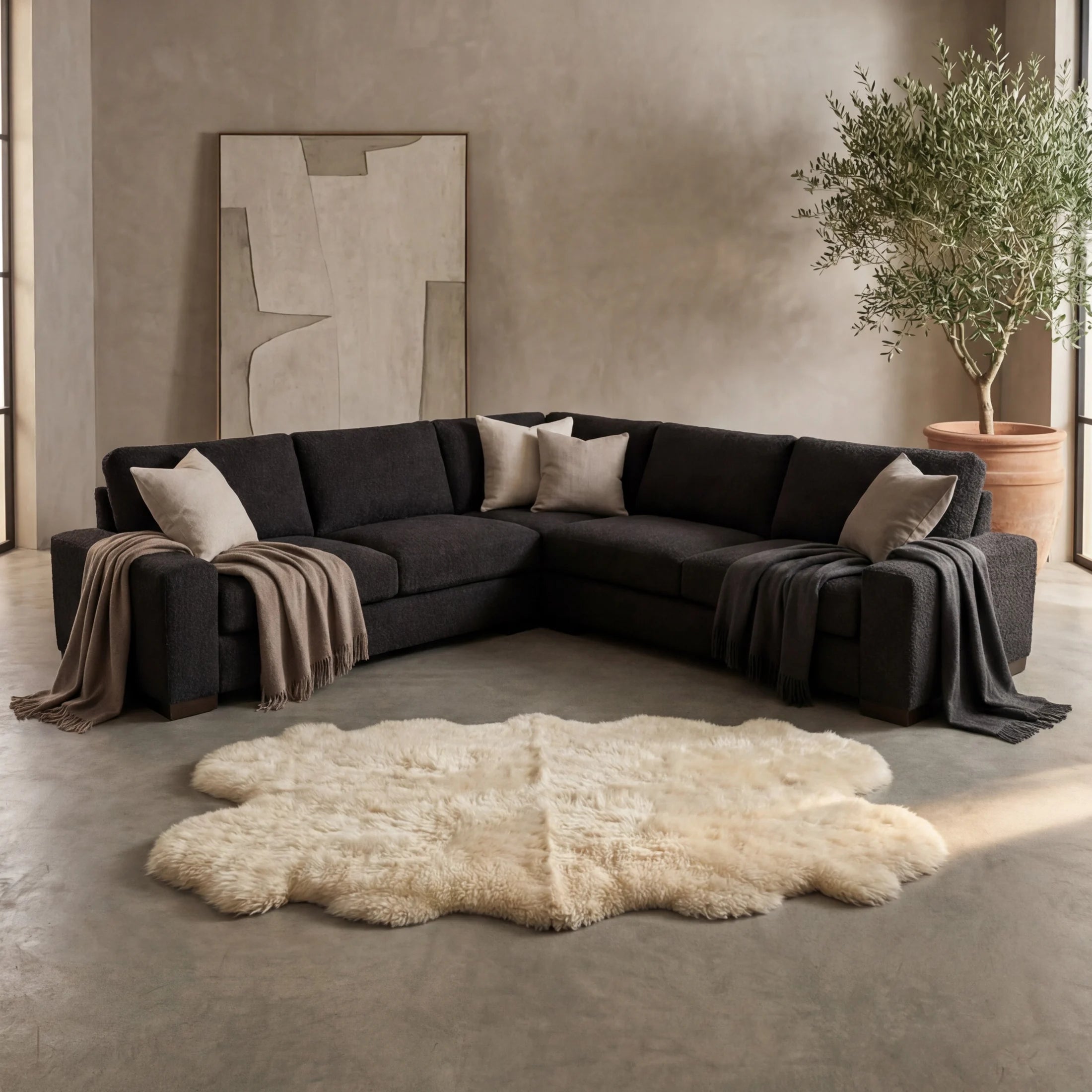 Cuddle Black Three-Piece Sectional