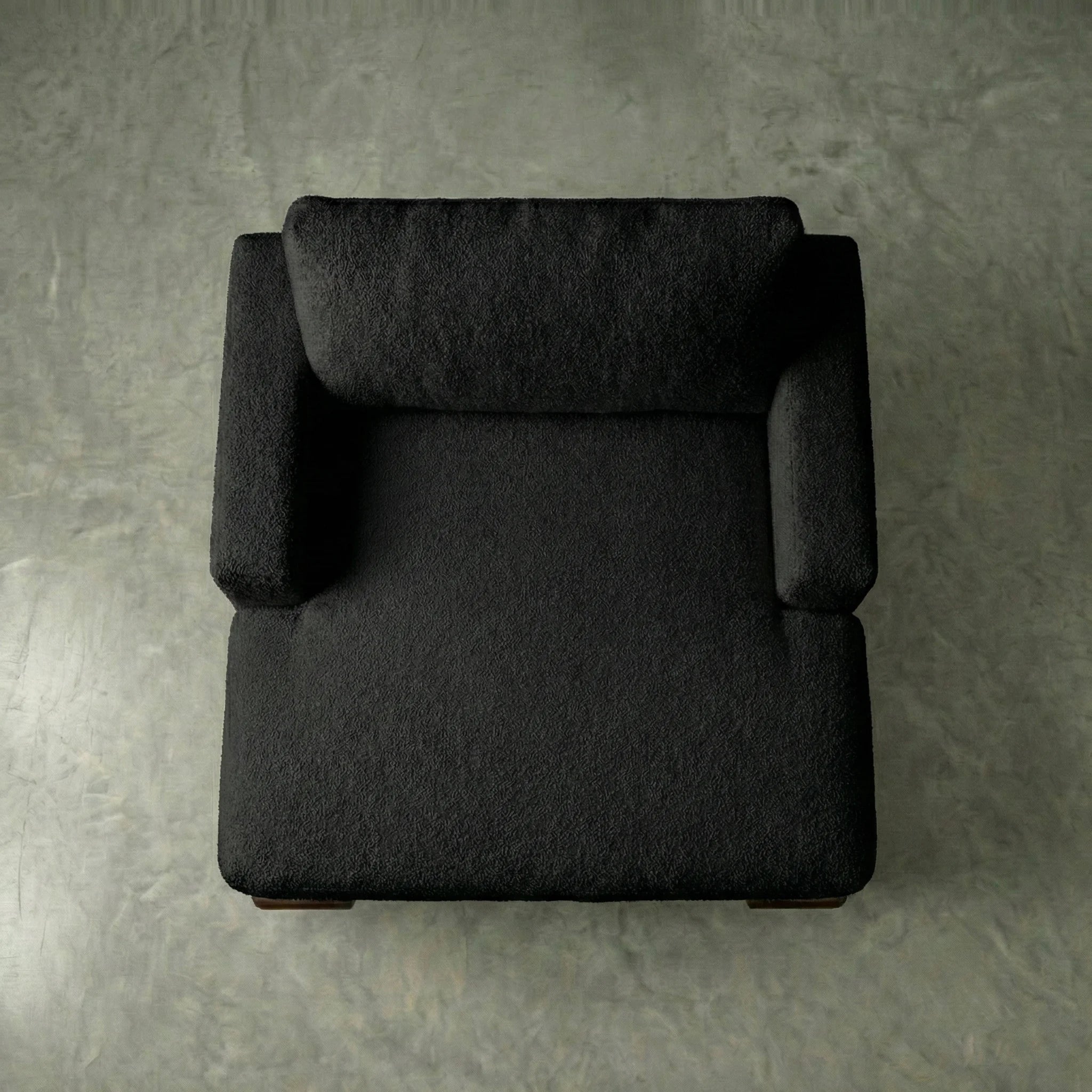 Aerial studio view of Cuddle Black chaise lounger