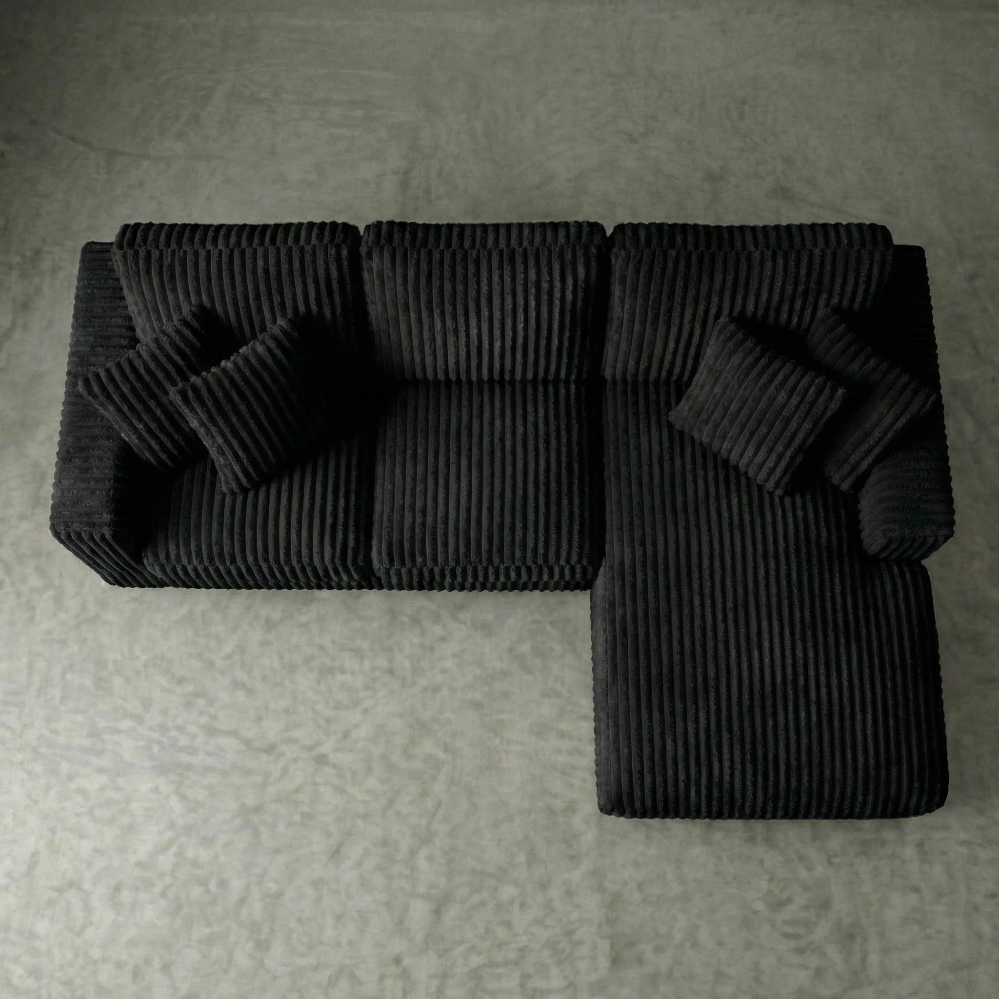 Minky Black Two-Piece Chaise Sectional