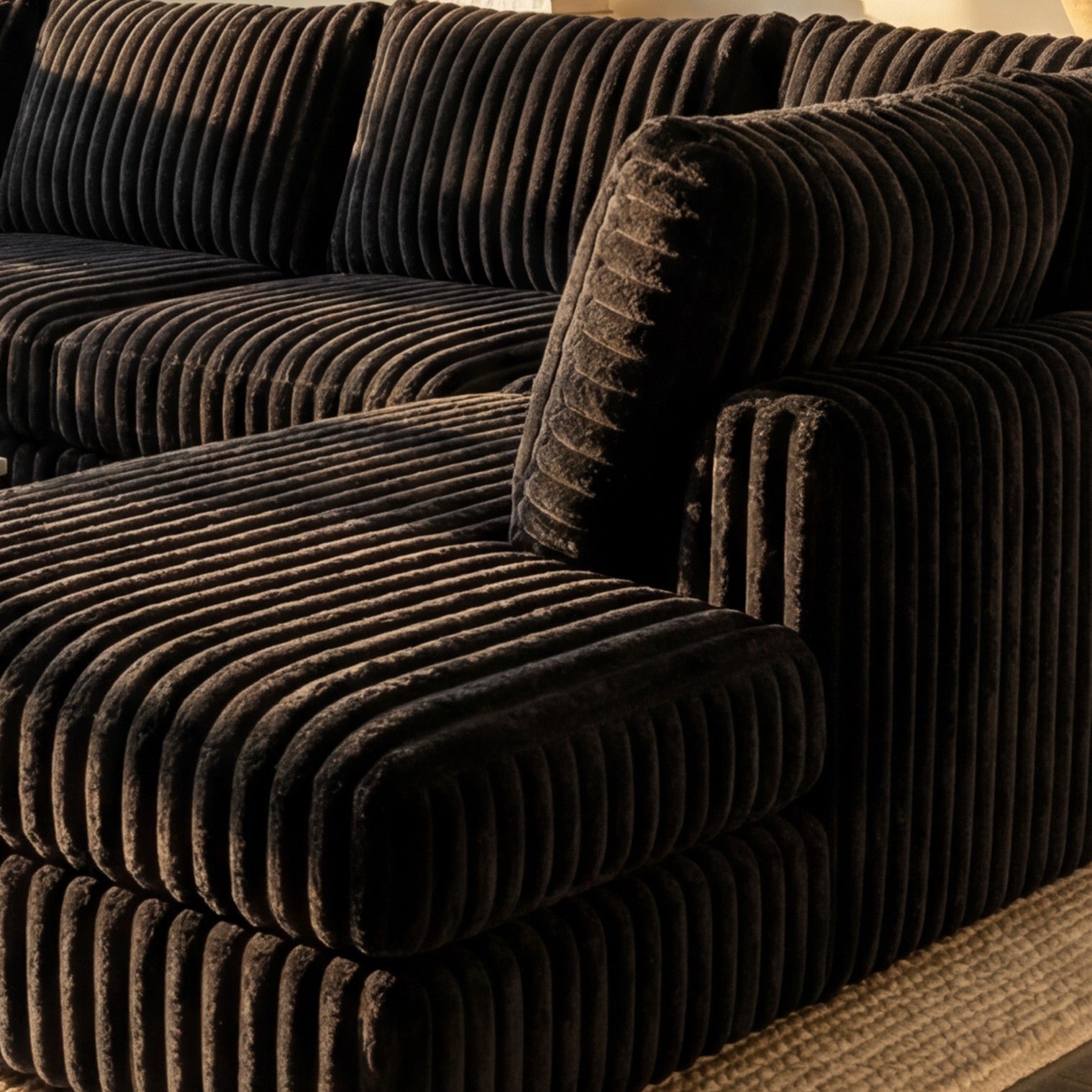 Minky Black Two-Piece Sectional