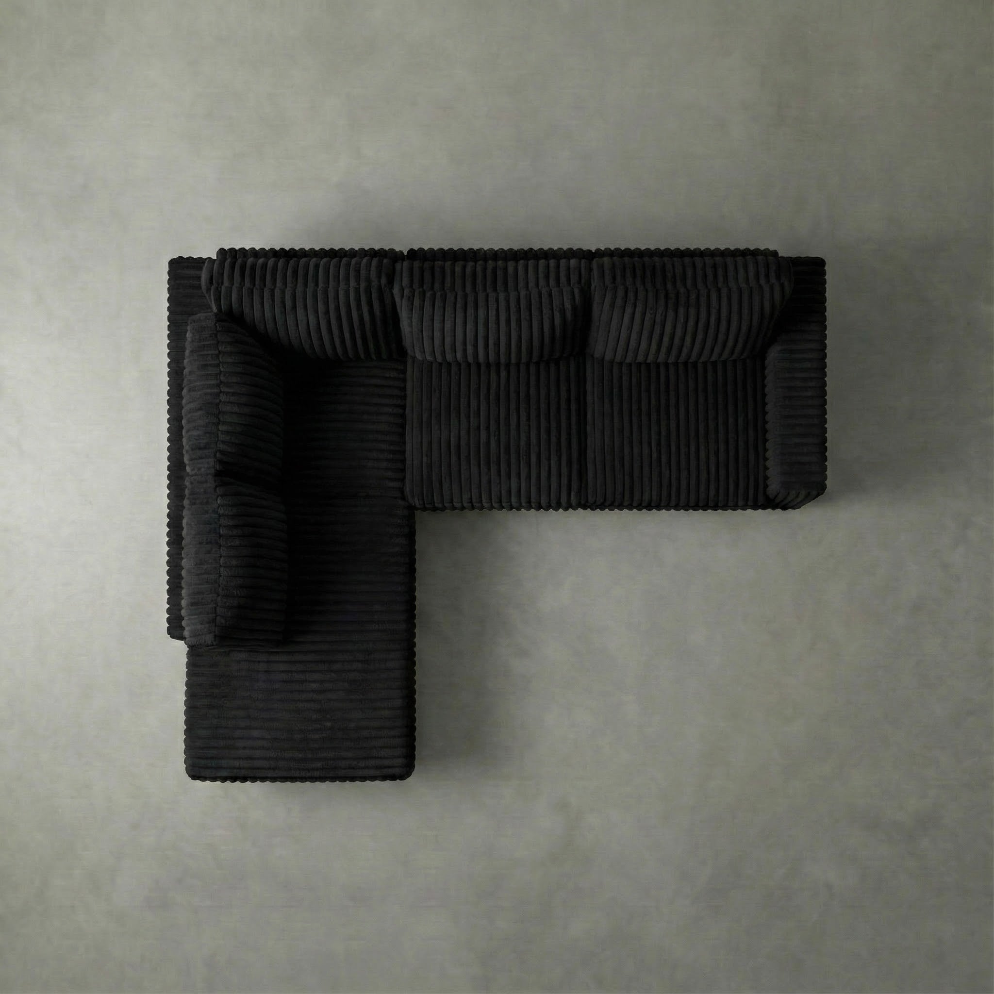 Minky Black Two-Piece Sectional