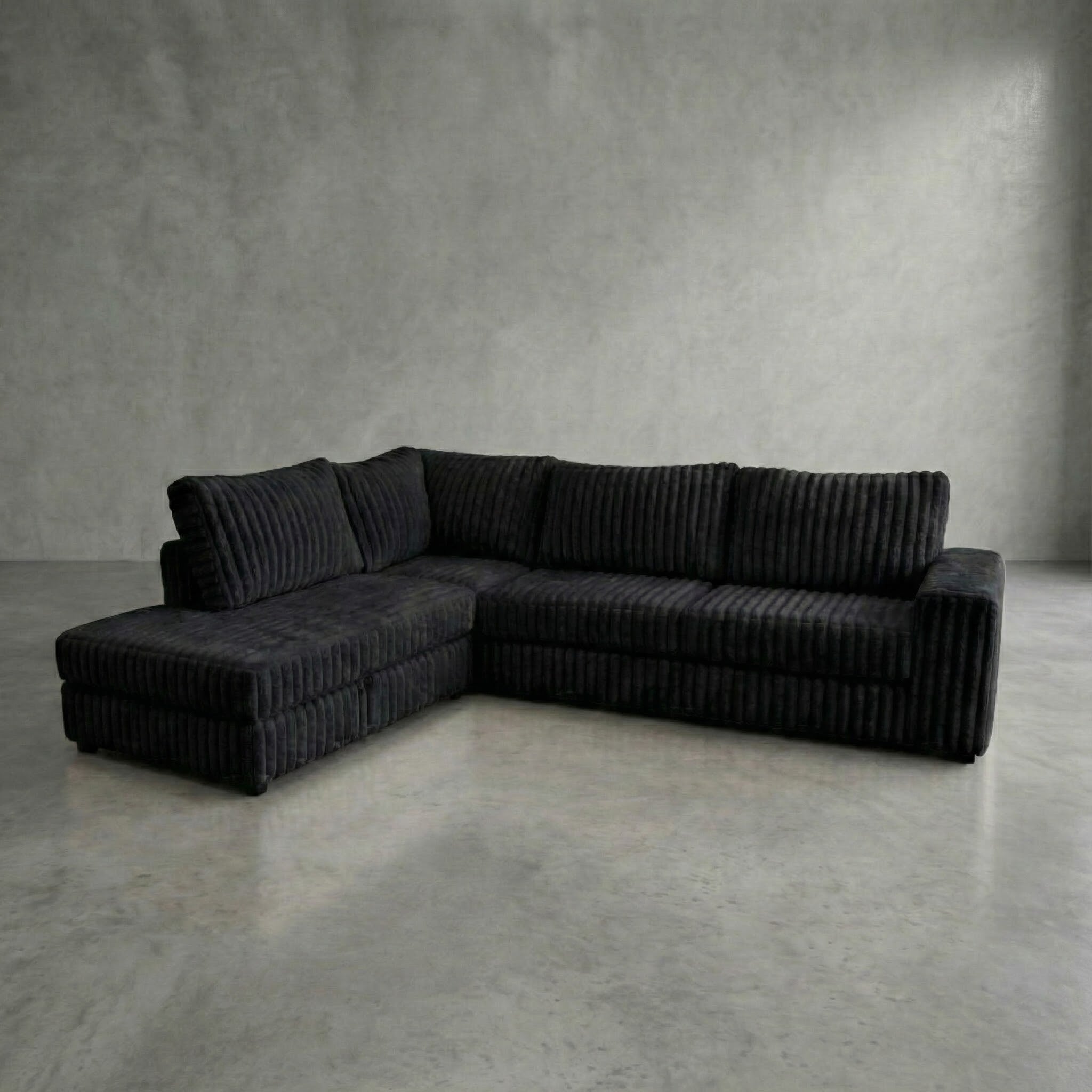 Minky Black Two-Piece Sectional