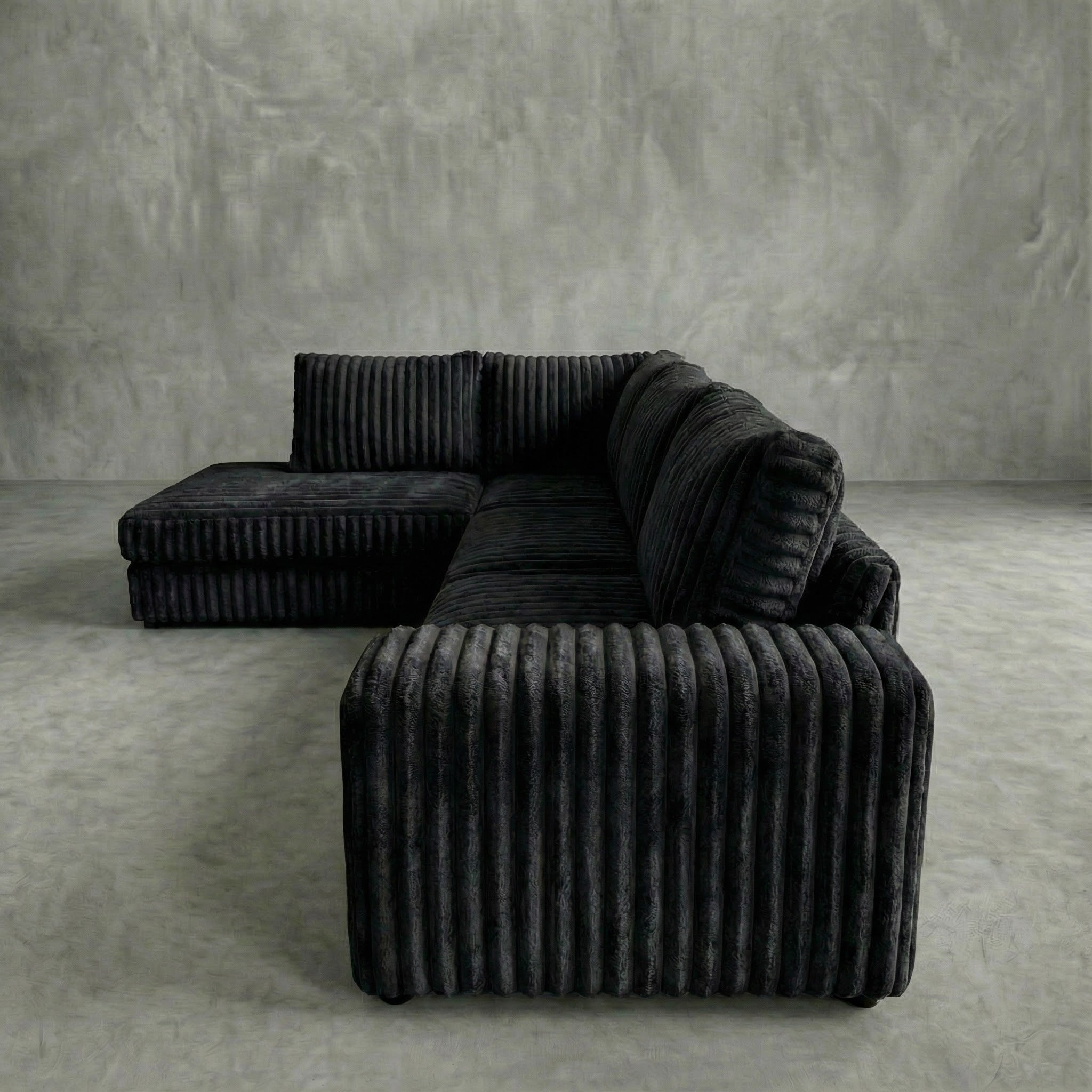 Minky Black Two-Piece Sectional