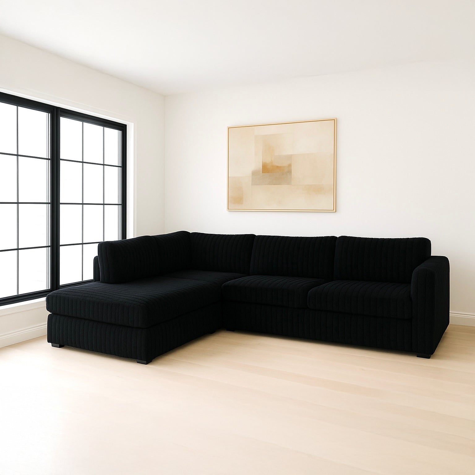 Minky Black Two-Piece Sectional